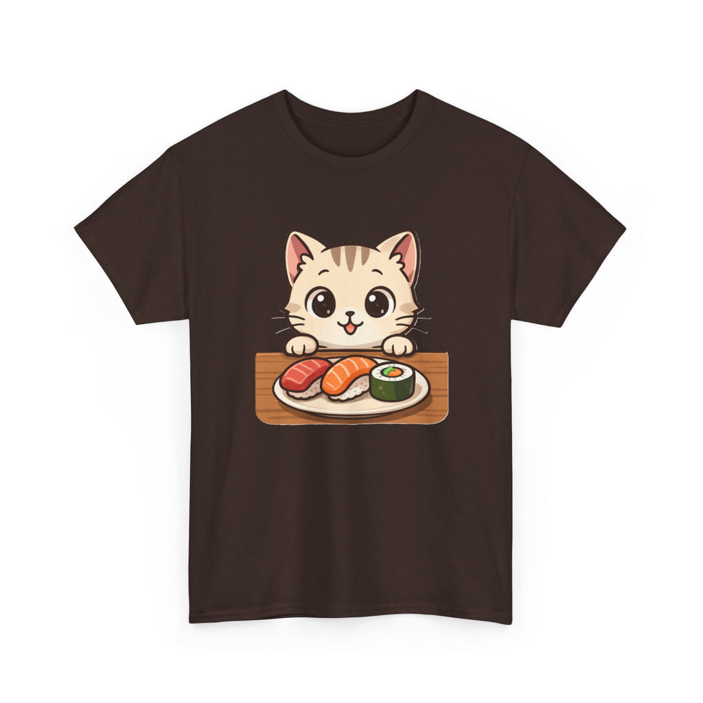 Cat & Sushi T-Shirt — Cute Kawaii Kitty with Sushi Graphic - Adult