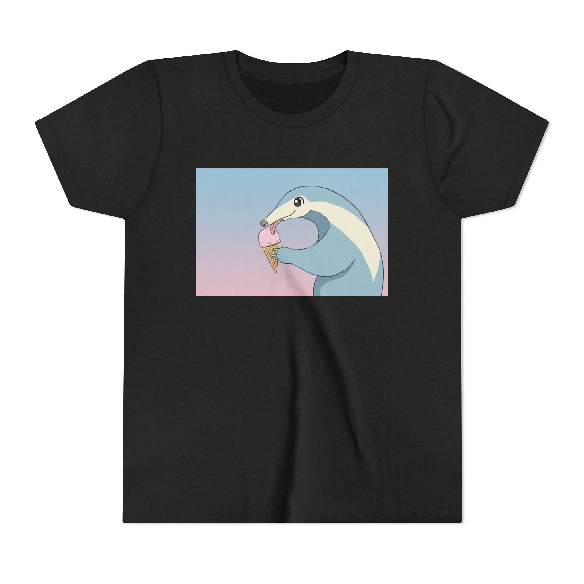 Anteater Eating Ice Cream Kids Tee — Cute Pastel Animal Graphic Youth T-Shirt - Kids