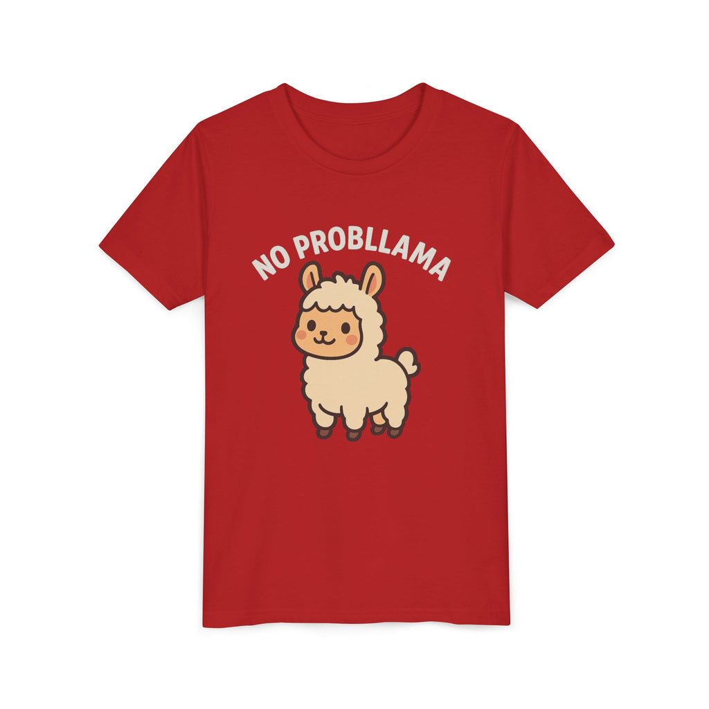 No Probllama Youth Tee – Cute Llama Kids Short Sleeve Shirt