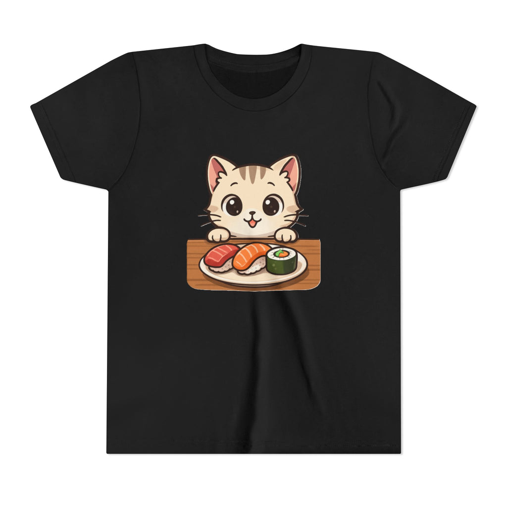 Kids Sushi Cat T-Shirt — Cute Kitty Eating Sushi Youth Tee