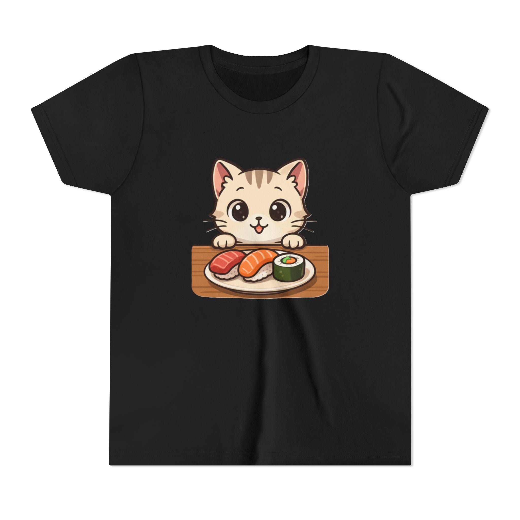 Kids Sushi Cat T-Shirt — Cute Kitty Eating Sushi Youth Tee