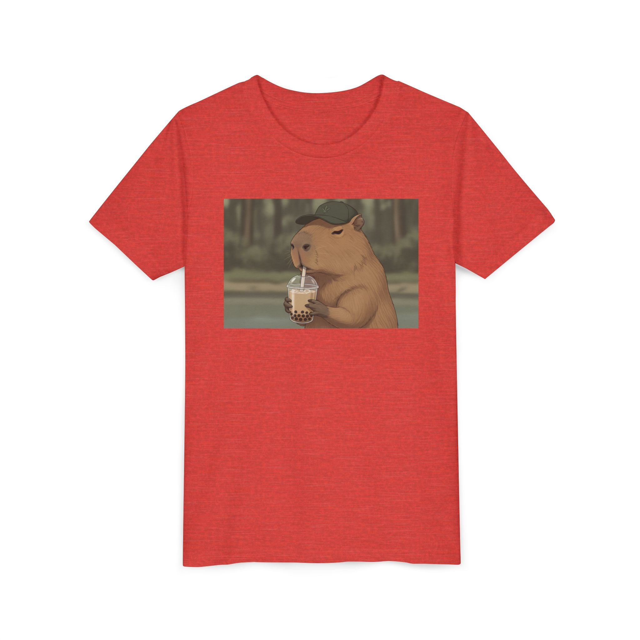 Capybara Drinking Boba Tea Youth Tee — Cute Kawaii Bubble Shirt for Kids - Kids