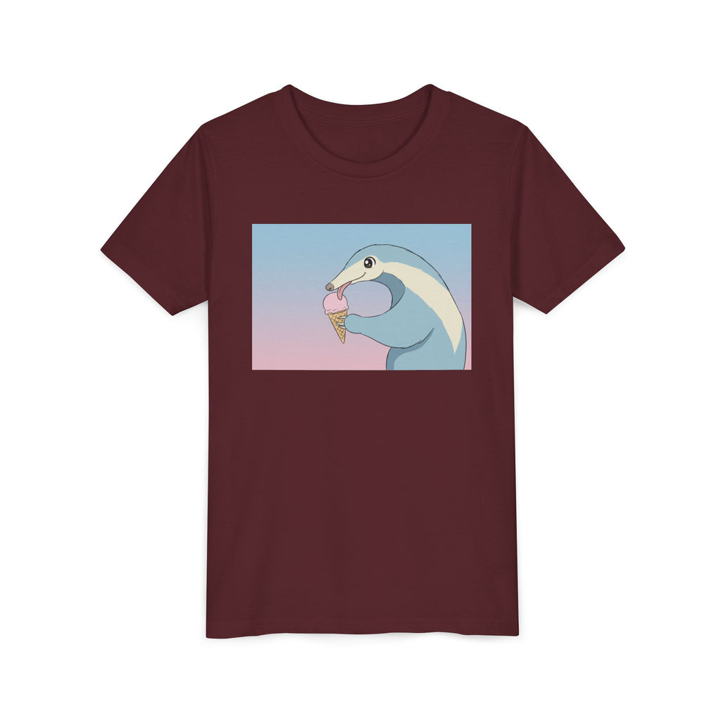 Anteater Eating Ice Cream Kids Tee — Cute Pastel Animal Graphic Youth T-Shirt - Kids