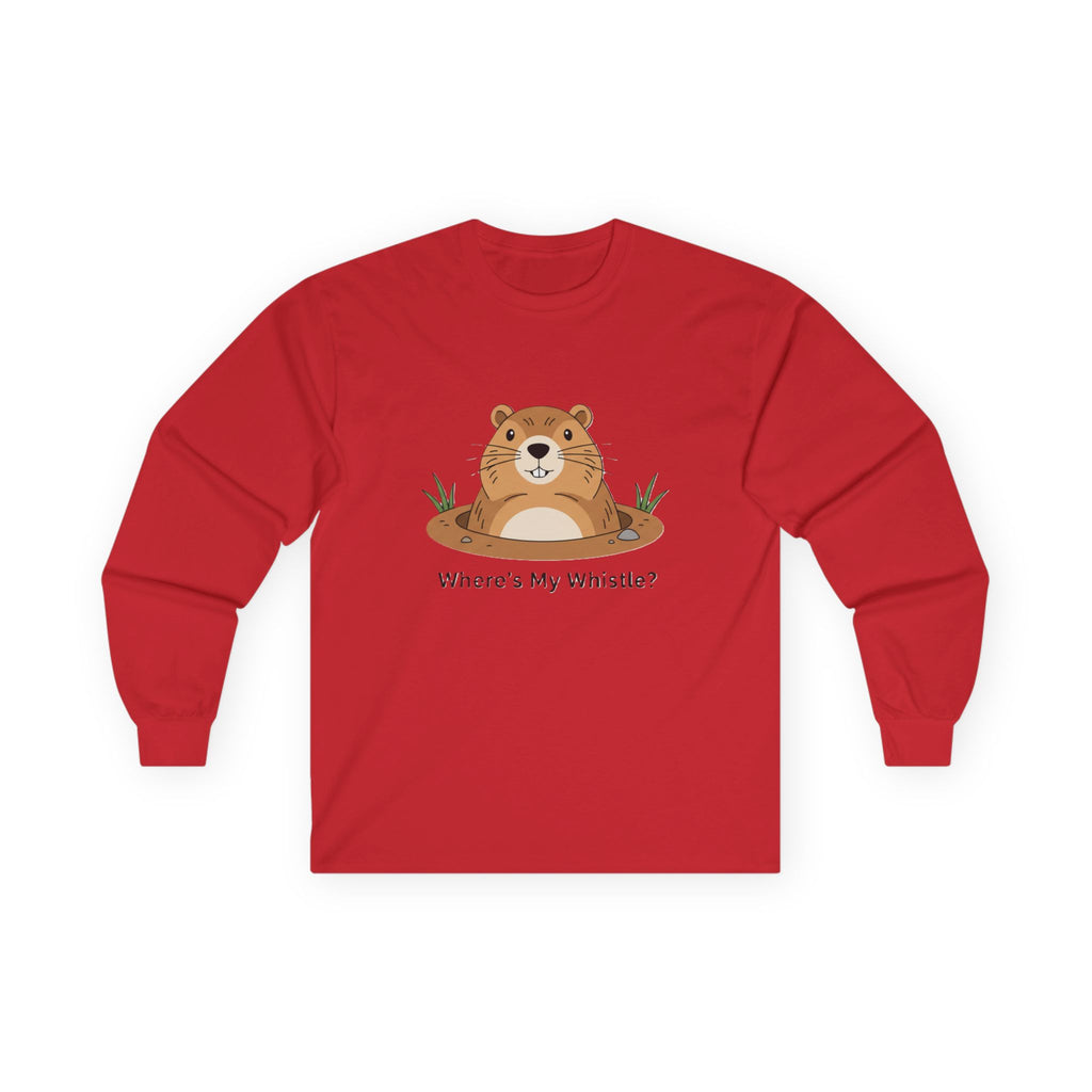 Groundhog 'Where's My Whistle?' Long Sleeve Whistle Pig Tee - Adult
