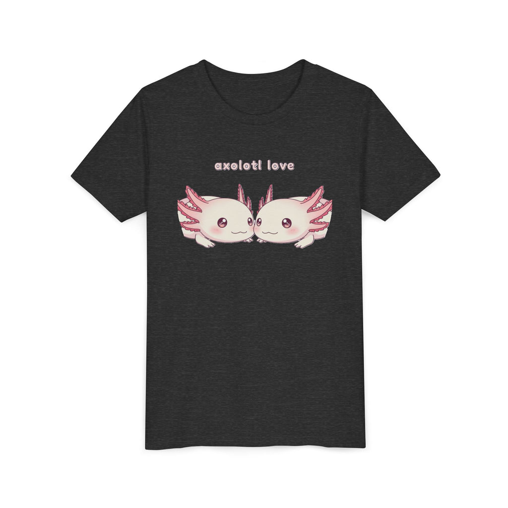 Youth Tee — 'Axolotl Love' Cute Kissing Axolotl Salamander Kids Shirt - Kids