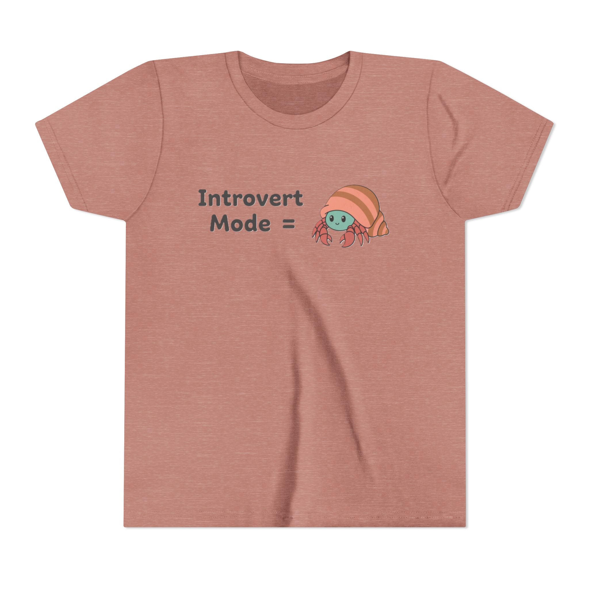Introvert Mode Kids Tee — Cute Hermit Crab Graphic Youth Shirt