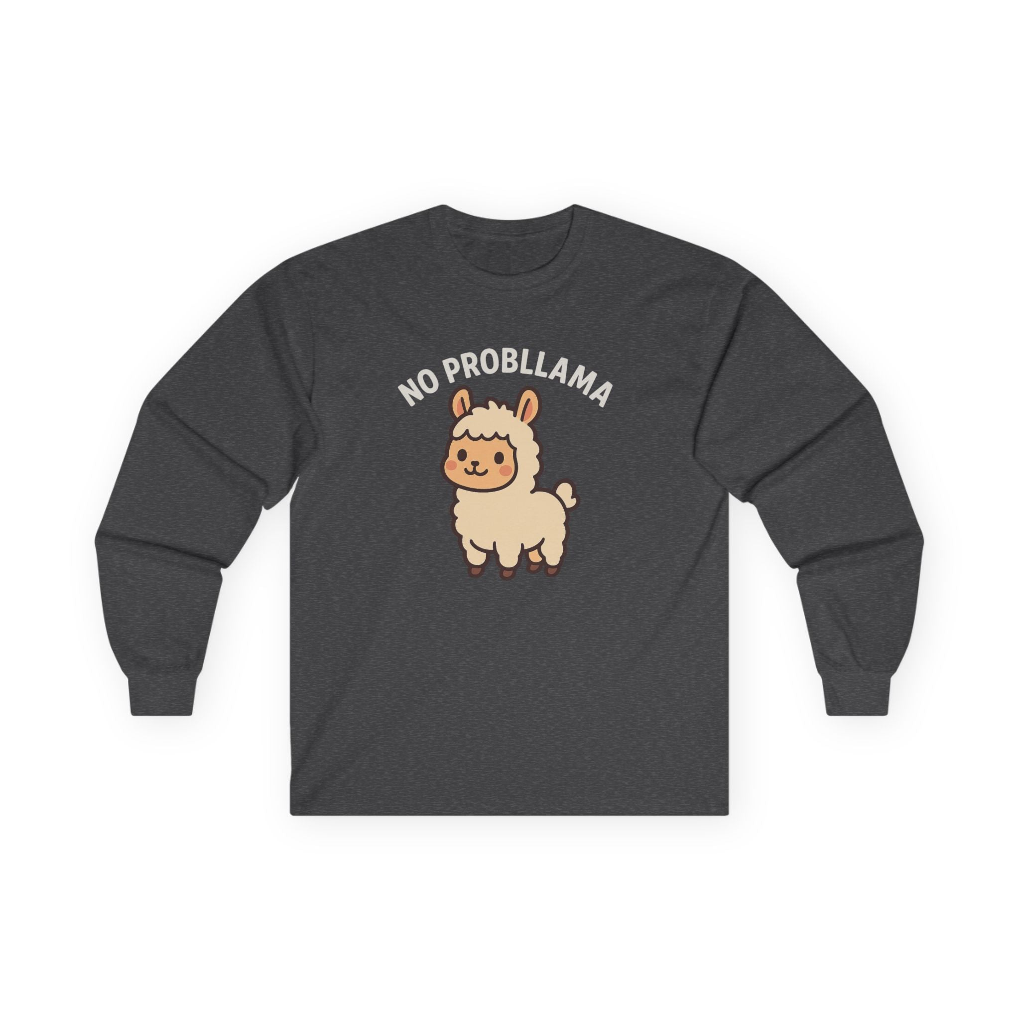 No Probllama Cute Llama Long Sleeve Tee - Adult