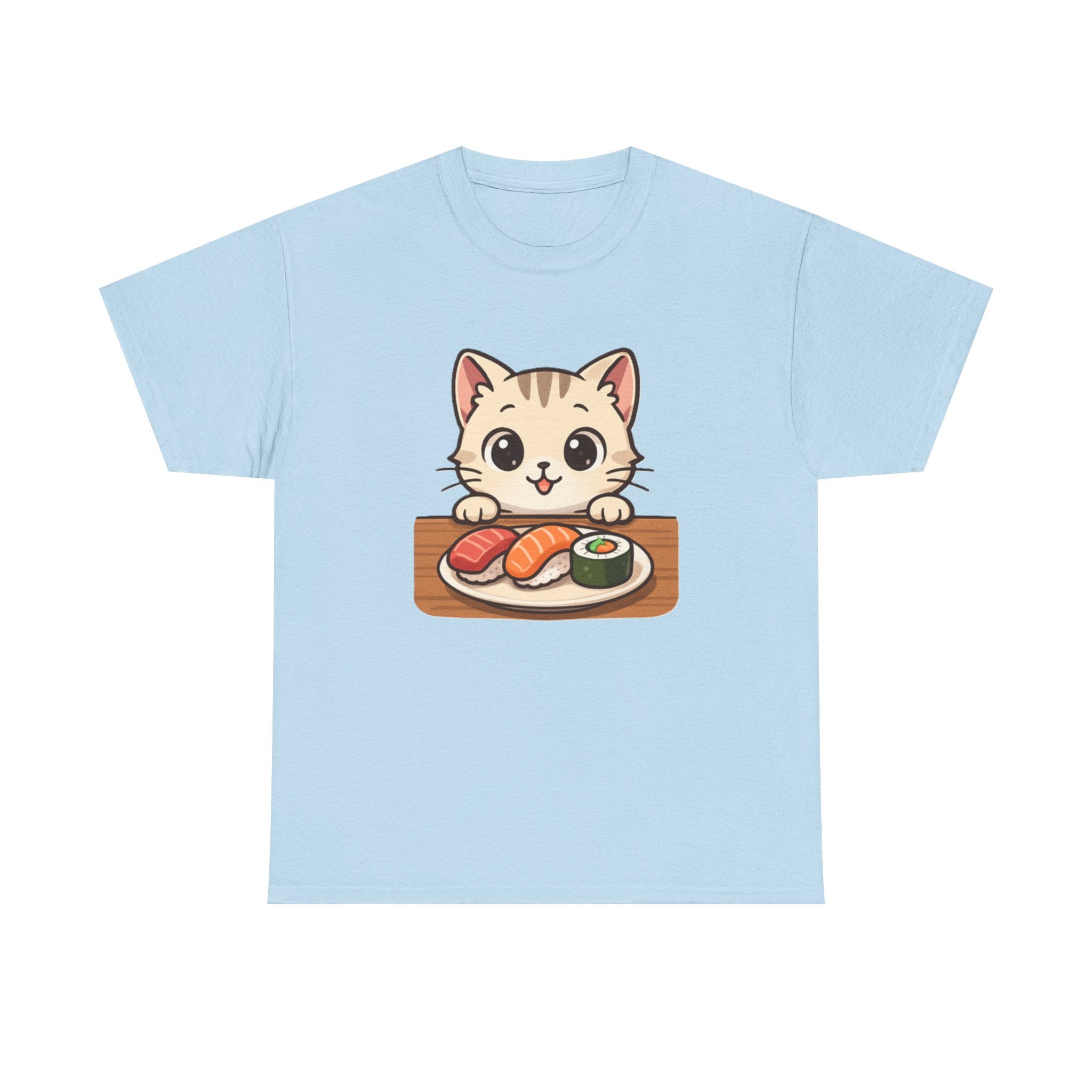 Cat & Sushi T-Shirt — Cute Kawaii Kitty with Sushi Graphic - Adult