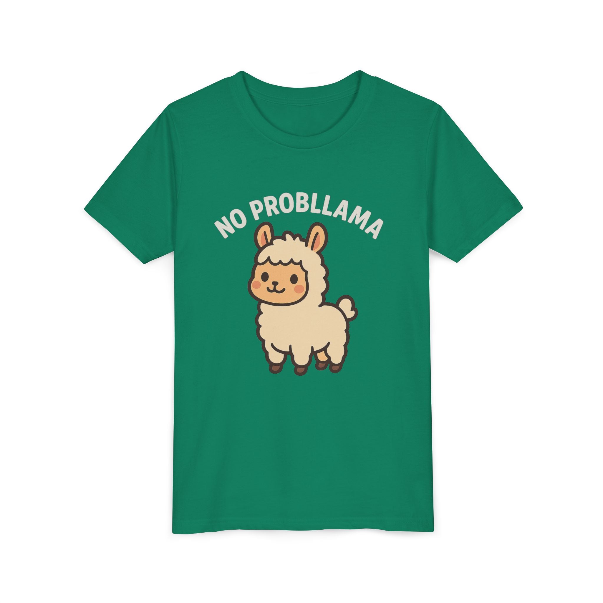No Probllama Youth Tee – Cute Llama Kids Short Sleeve Shirt