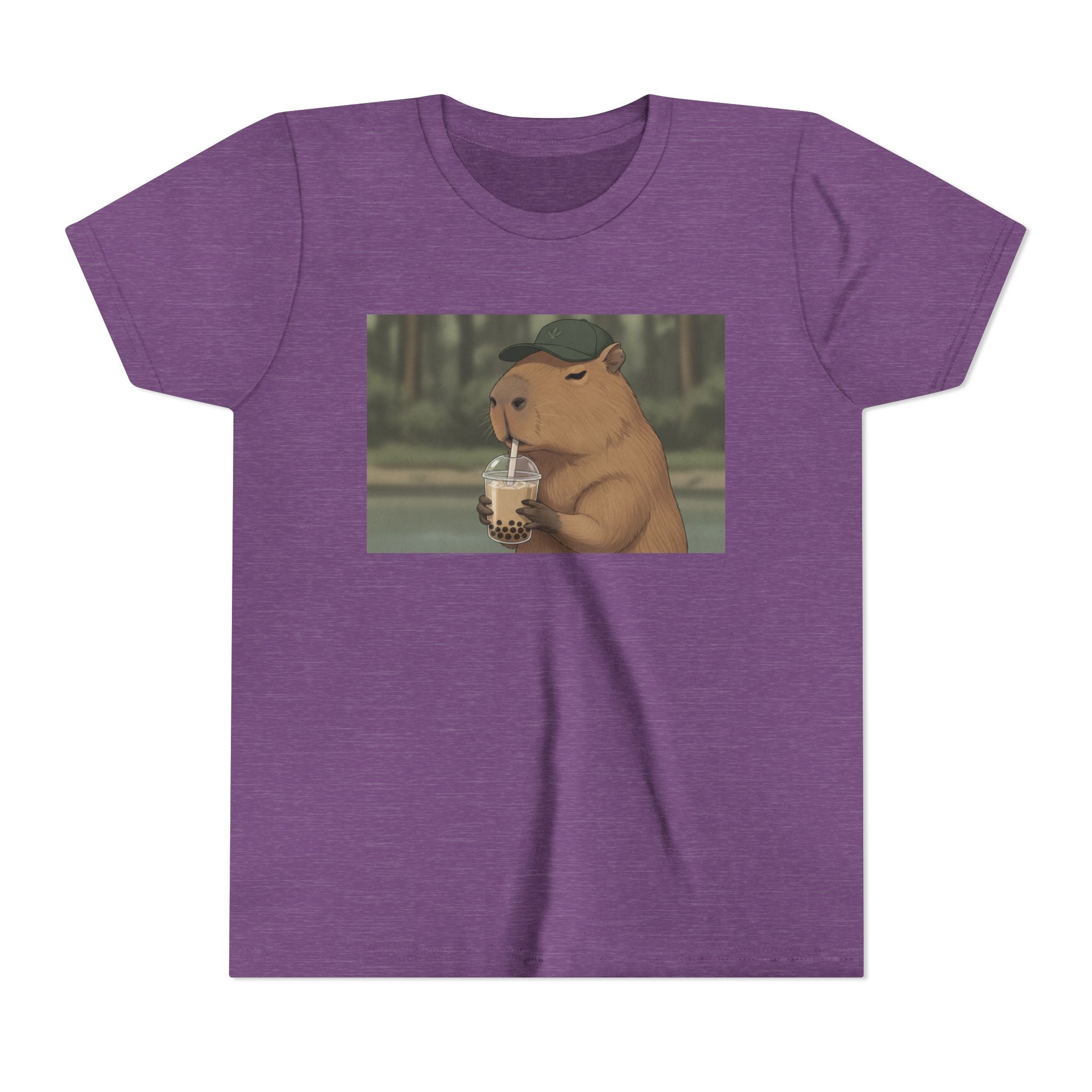 Capybara Drinking Boba Tea Youth Tee — Cute Kawaii Bubble Shirt for Kids - Kids