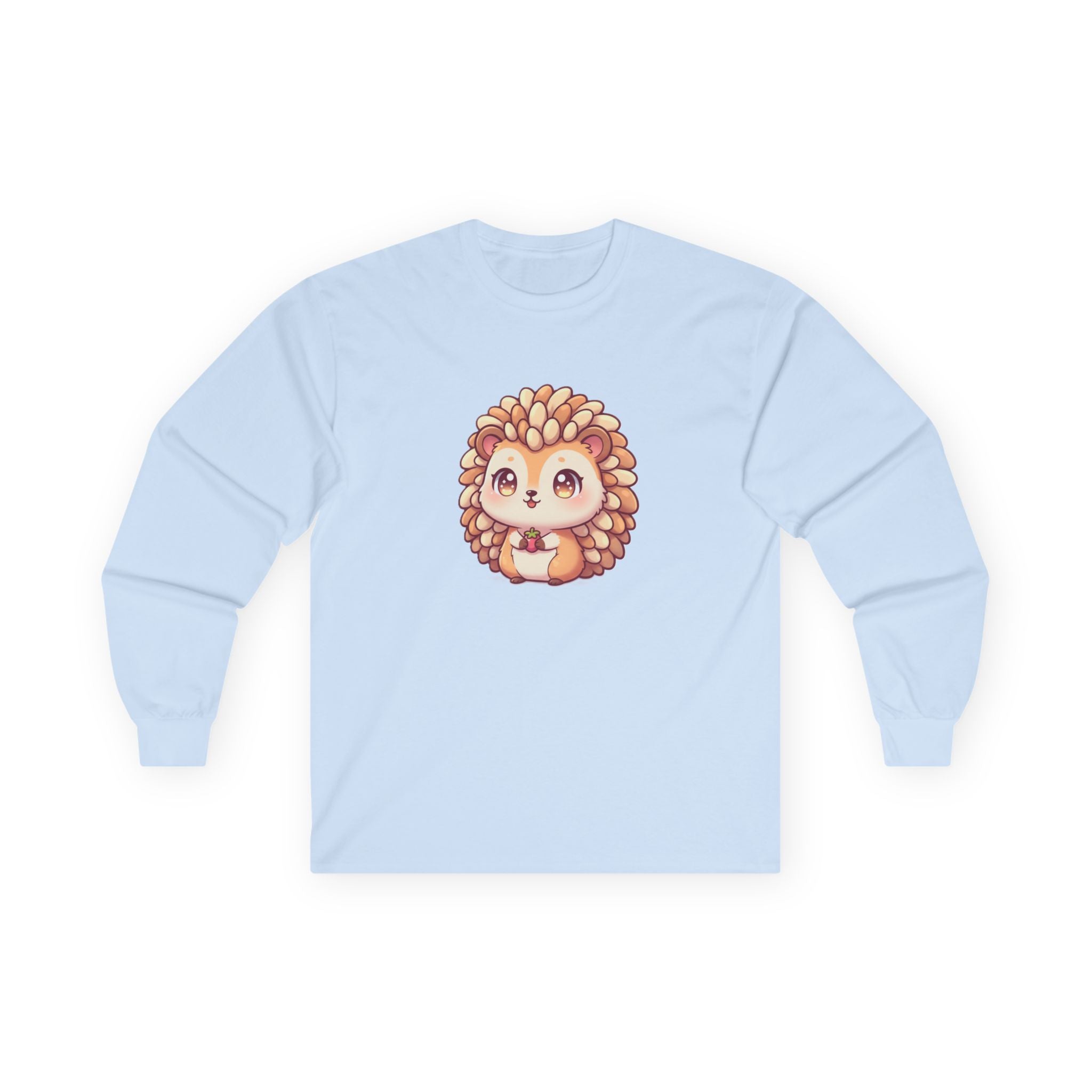 Cute Hedgehog Long Sleeve Tee — Adorable Kawaii Animal Shirt - Adult