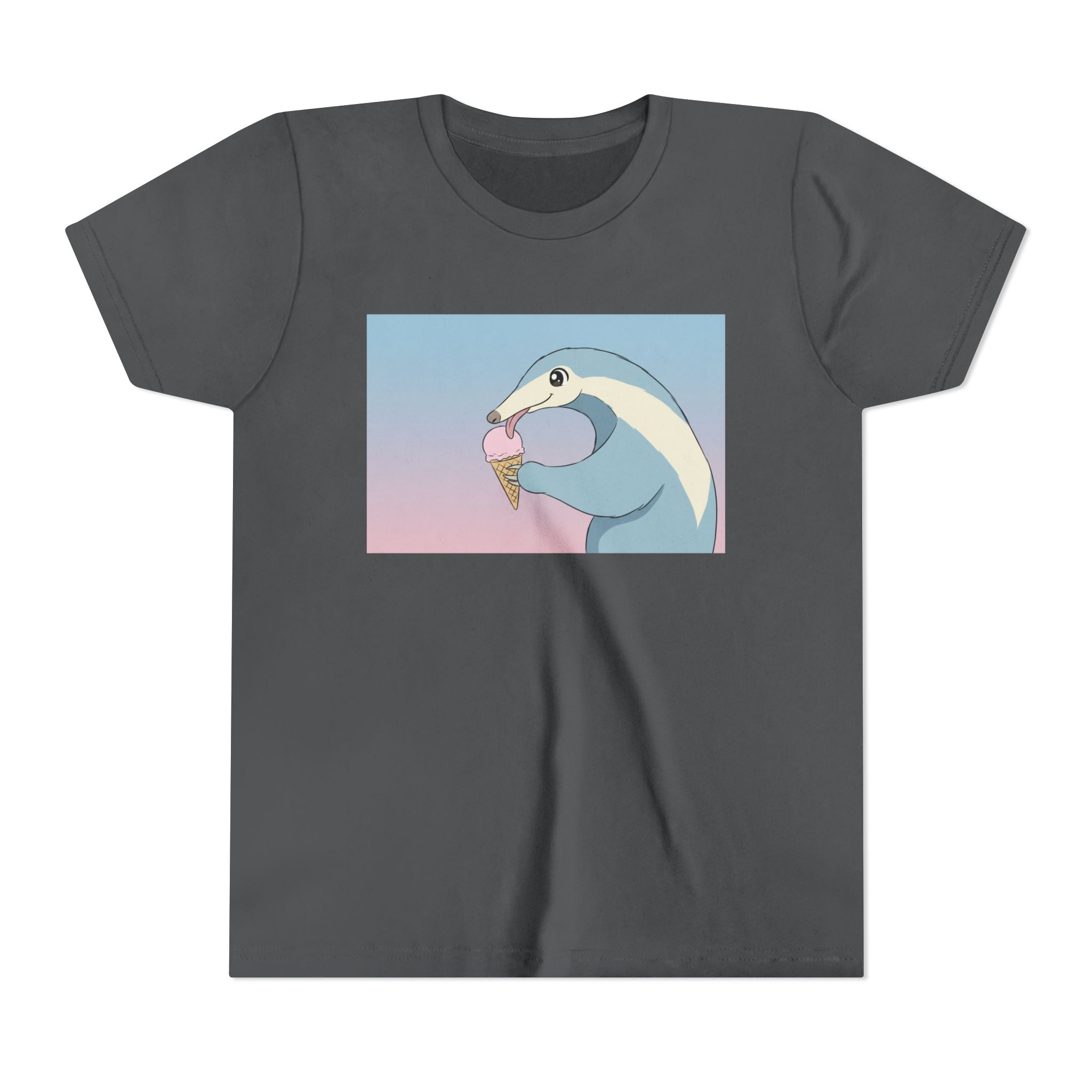 Anteater Eating Ice Cream Kids Tee — Cute Pastel Animal Graphic Youth T-Shirt - Kids