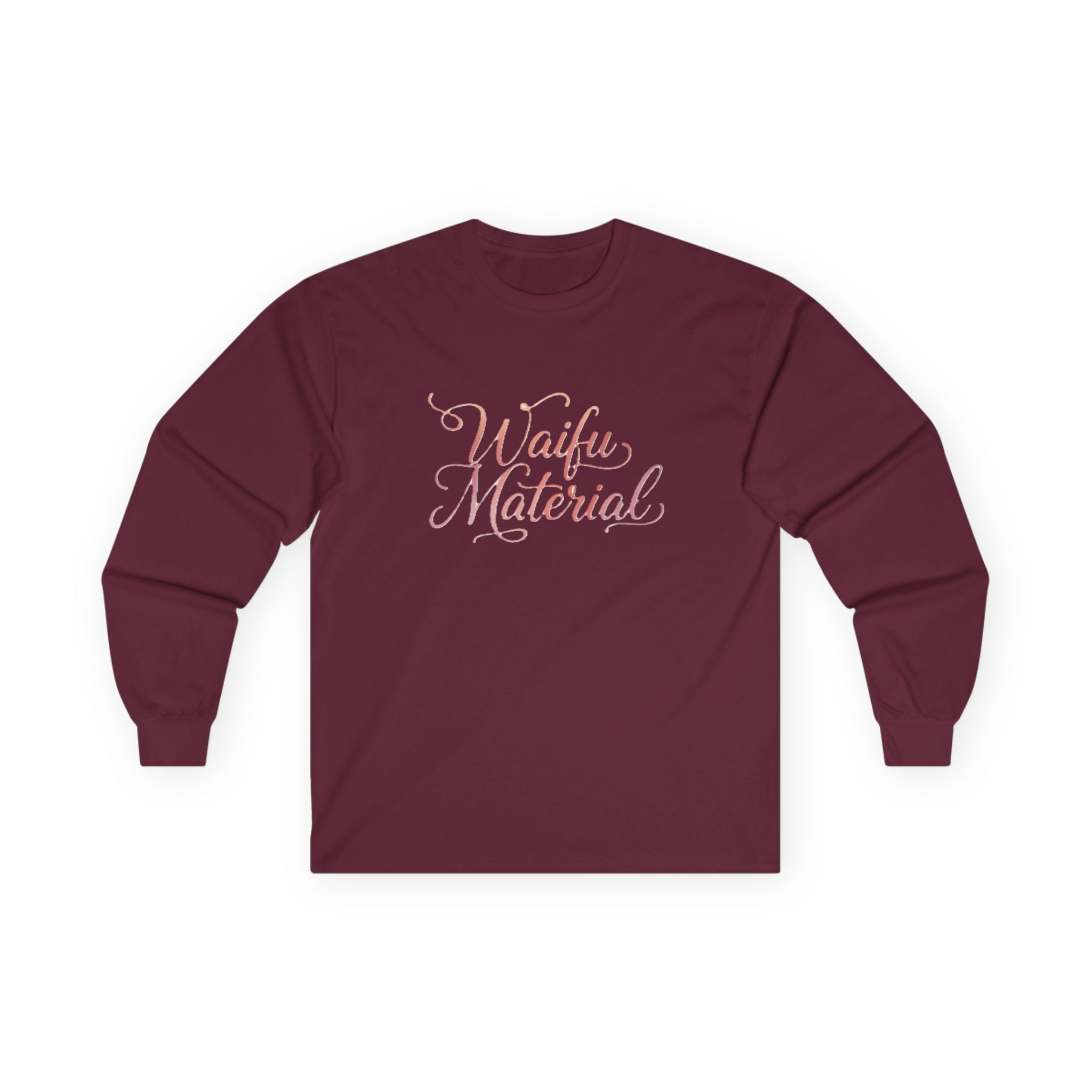 Long Sleeve Tee — "Waifu Material" Script Design - Adult