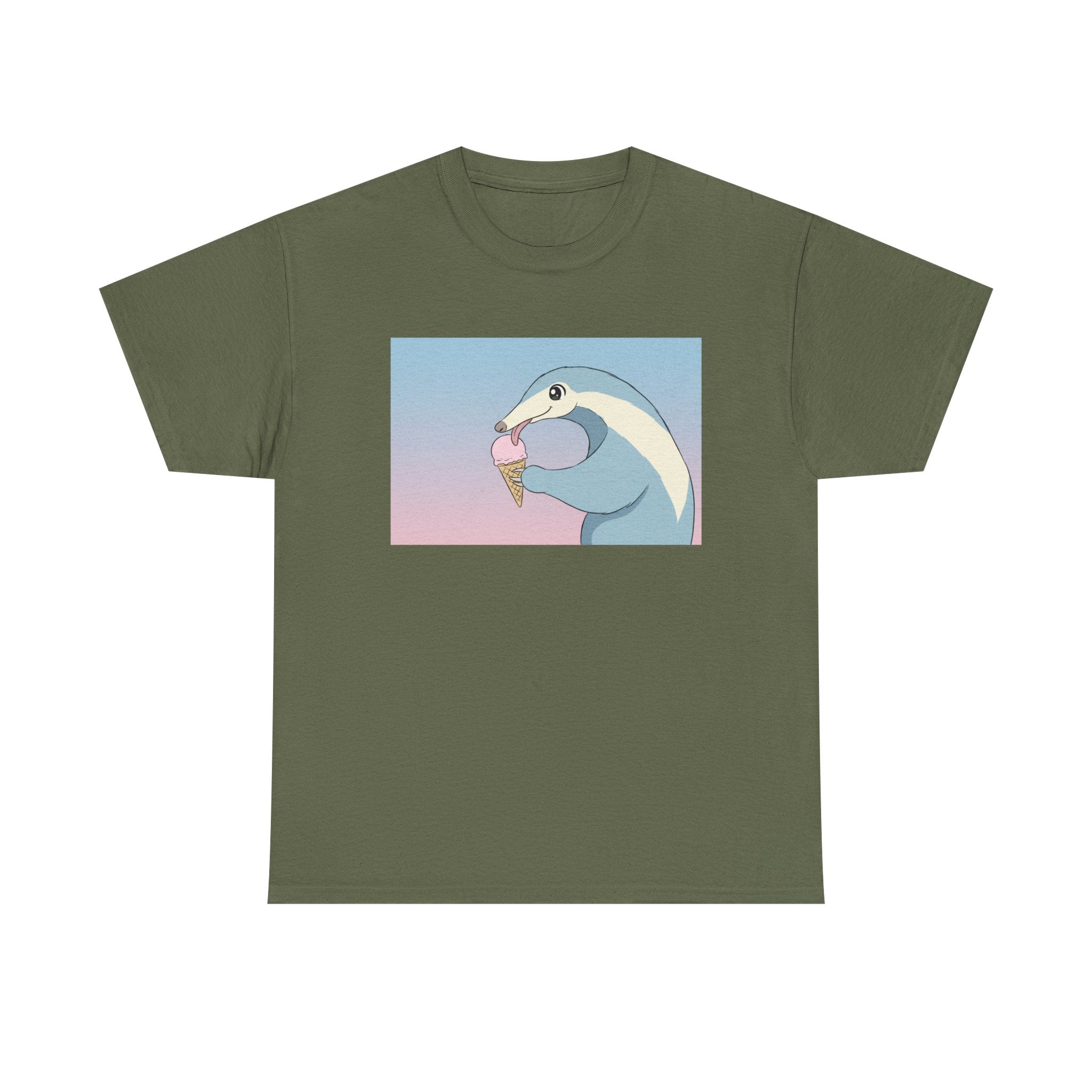 Anteater Eating Ice Cream T-Shirt — Cute Pastel Animal Graphic Tee - Adult