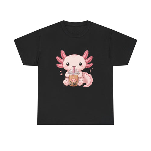 Axolotl Drinking Bubble Tea T-Shirt — Cute Kawaii Boba Tee - Adult