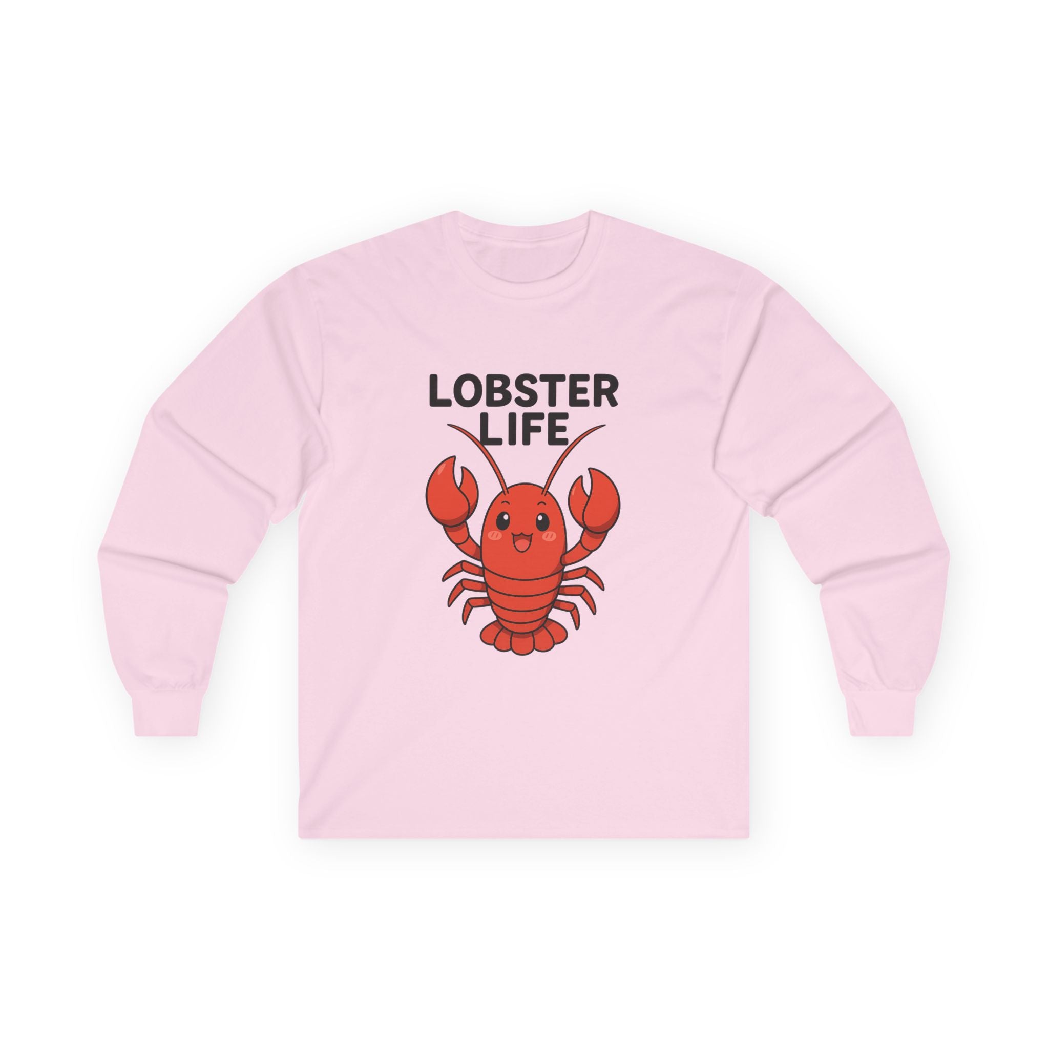 Lobster Life Long Sleeve Tee — Cute Red Lobster Graphic Shirt - Adult