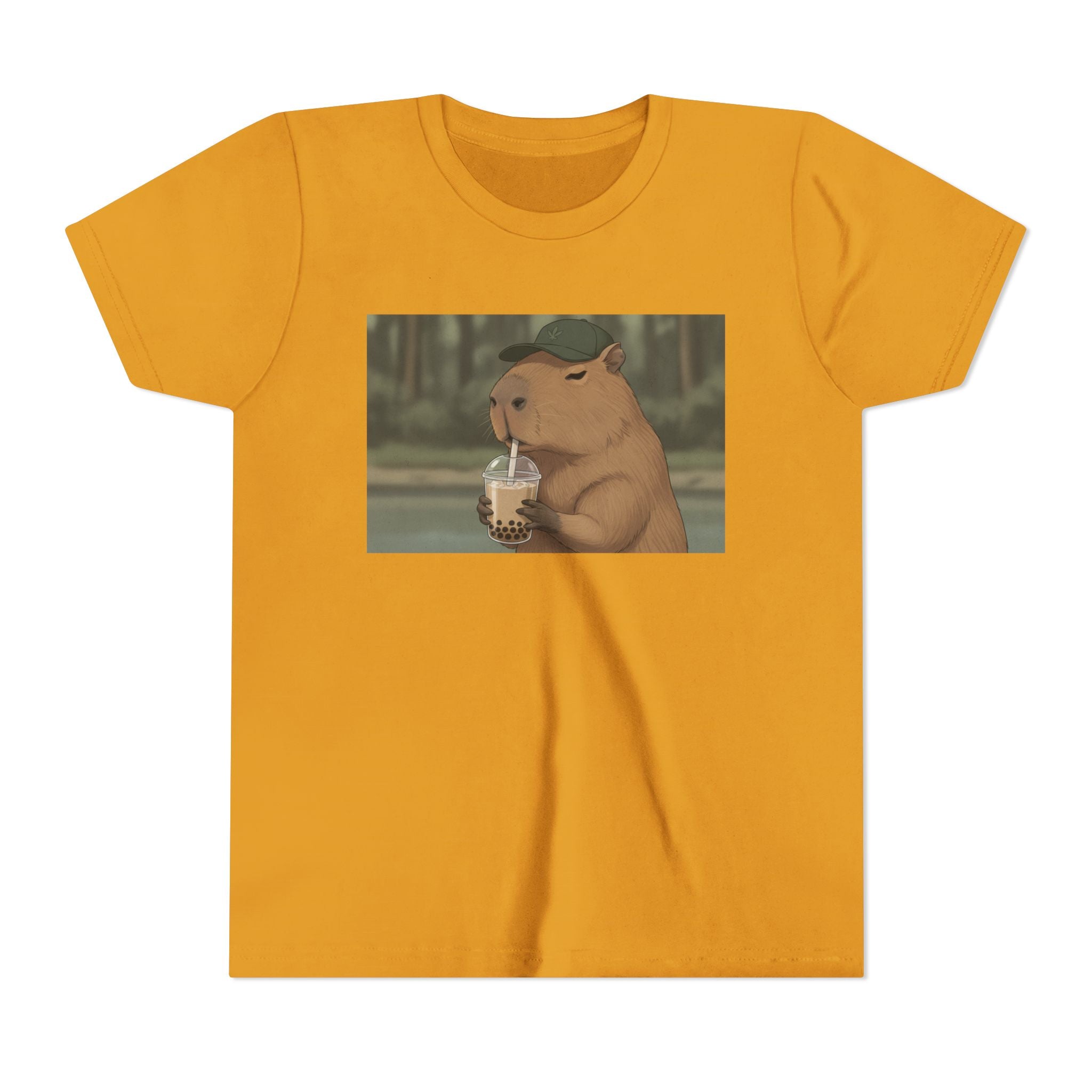Capybara Drinking Boba Tea Youth Tee — Cute Kawaii Bubble Shirt for Kids - Kids