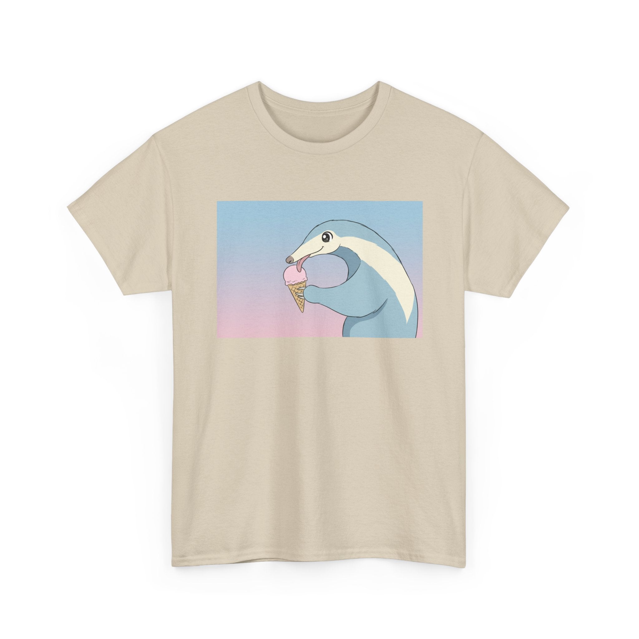 Anteater Eating Ice Cream T-Shirt — Cute Pastel Animal Graphic Tee - Adult