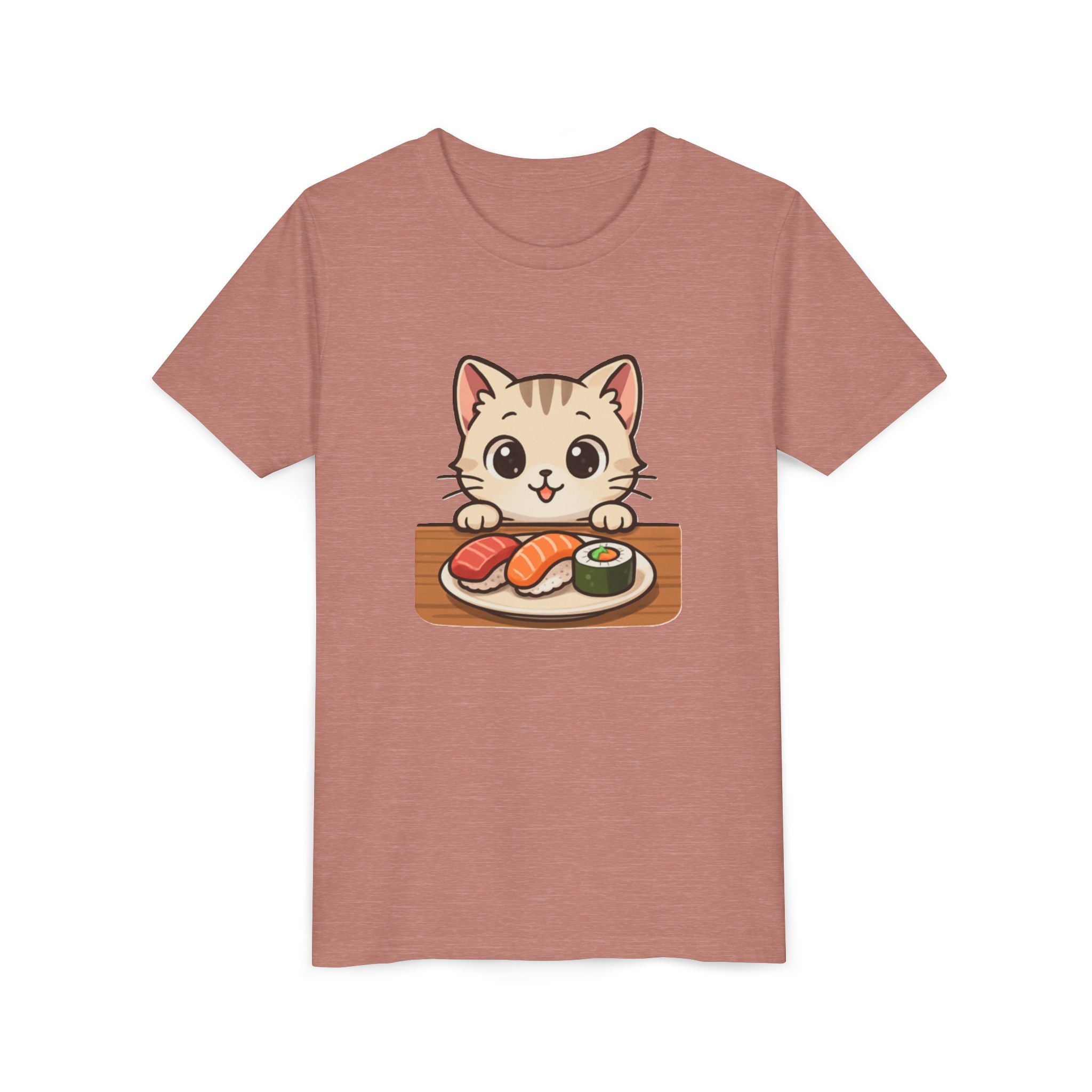 Kids Sushi Cat T-Shirt — Cute Kitty Eating Sushi Youth Tee