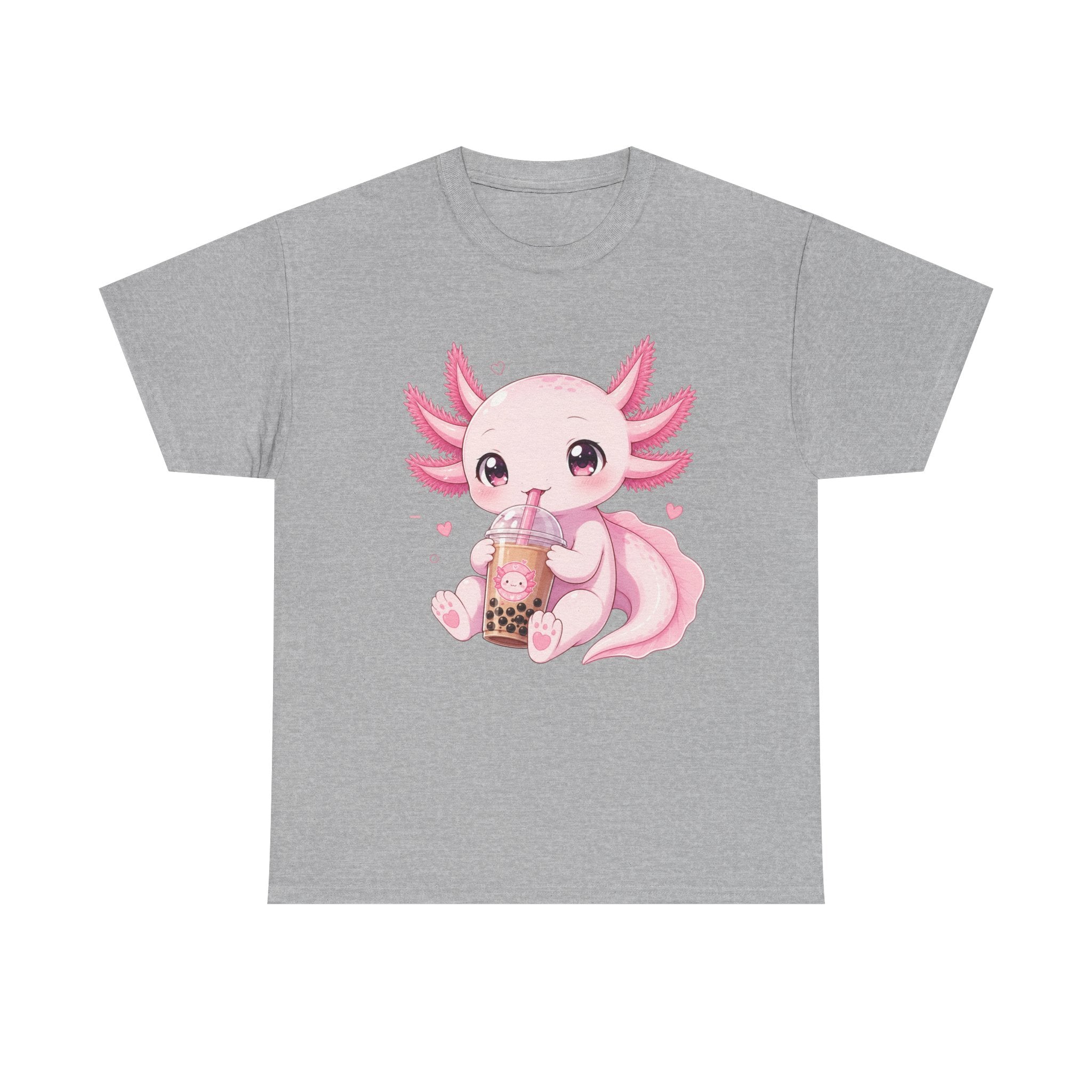 Axolotl Bubble Tea Tee — Cute Pink Axolotl Drinking Boba T-Shirt - Adult