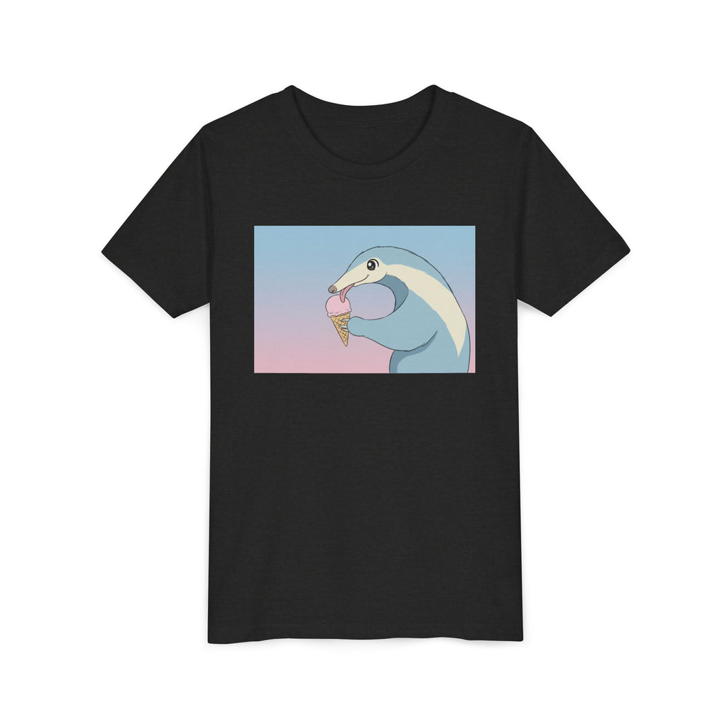 Anteater Eating Ice Cream Kids Tee — Cute Pastel Animal Graphic Youth T-Shirt - Kids