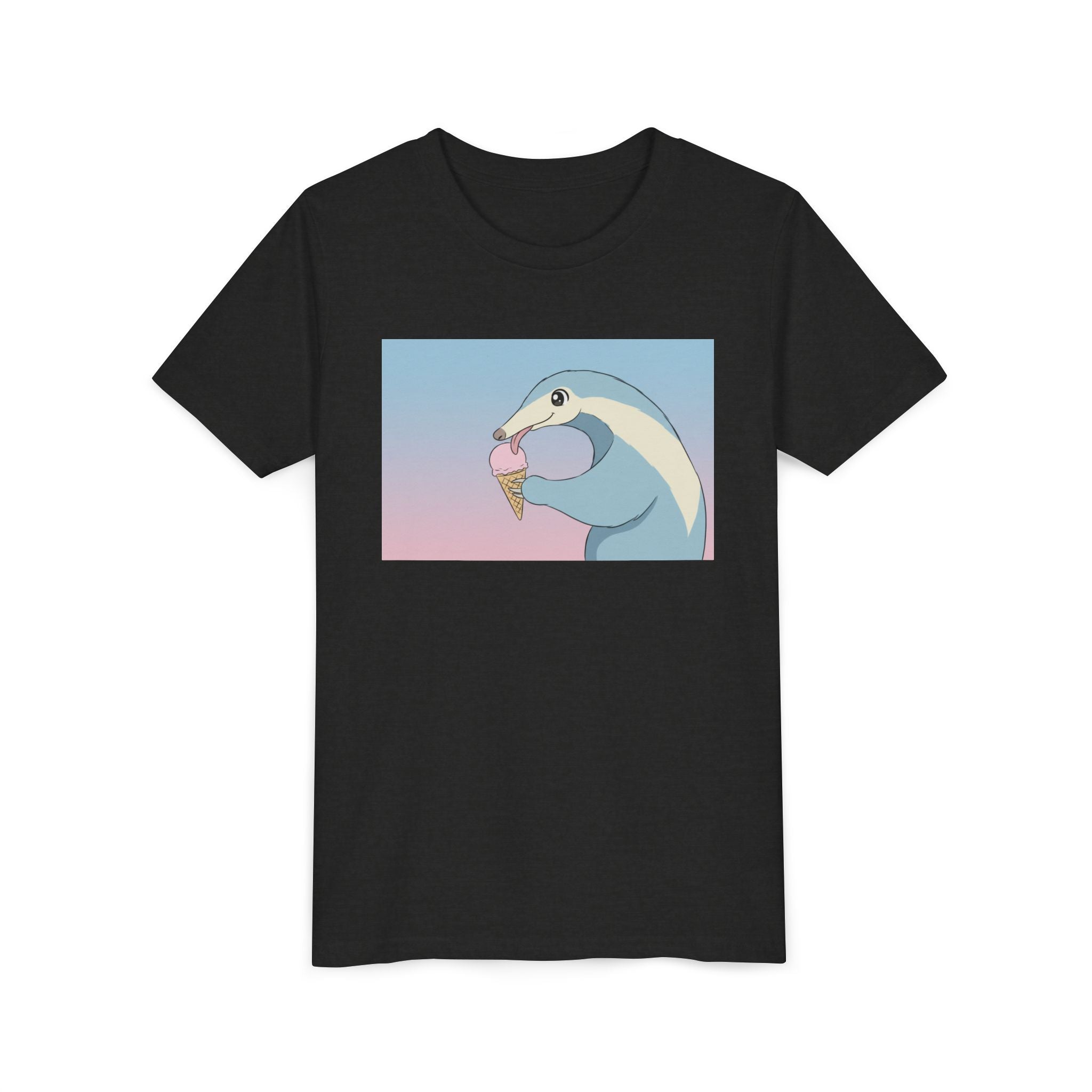 Anteater Eating Ice Cream Kids Tee — Cute Pastel Animal Graphic Youth T-Shirt - Kids