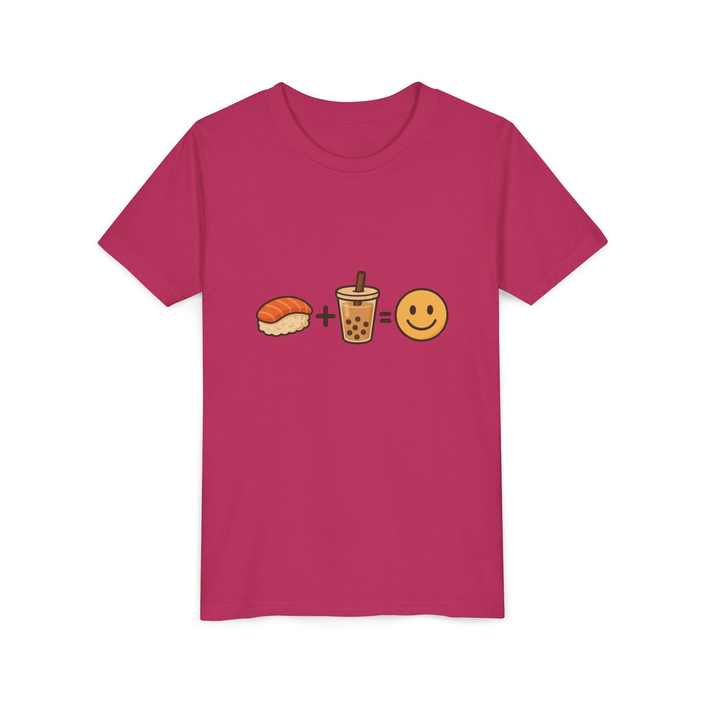 Youth Tee — Sushi + Bubble Tea = Happy Emoji Kids Shirt