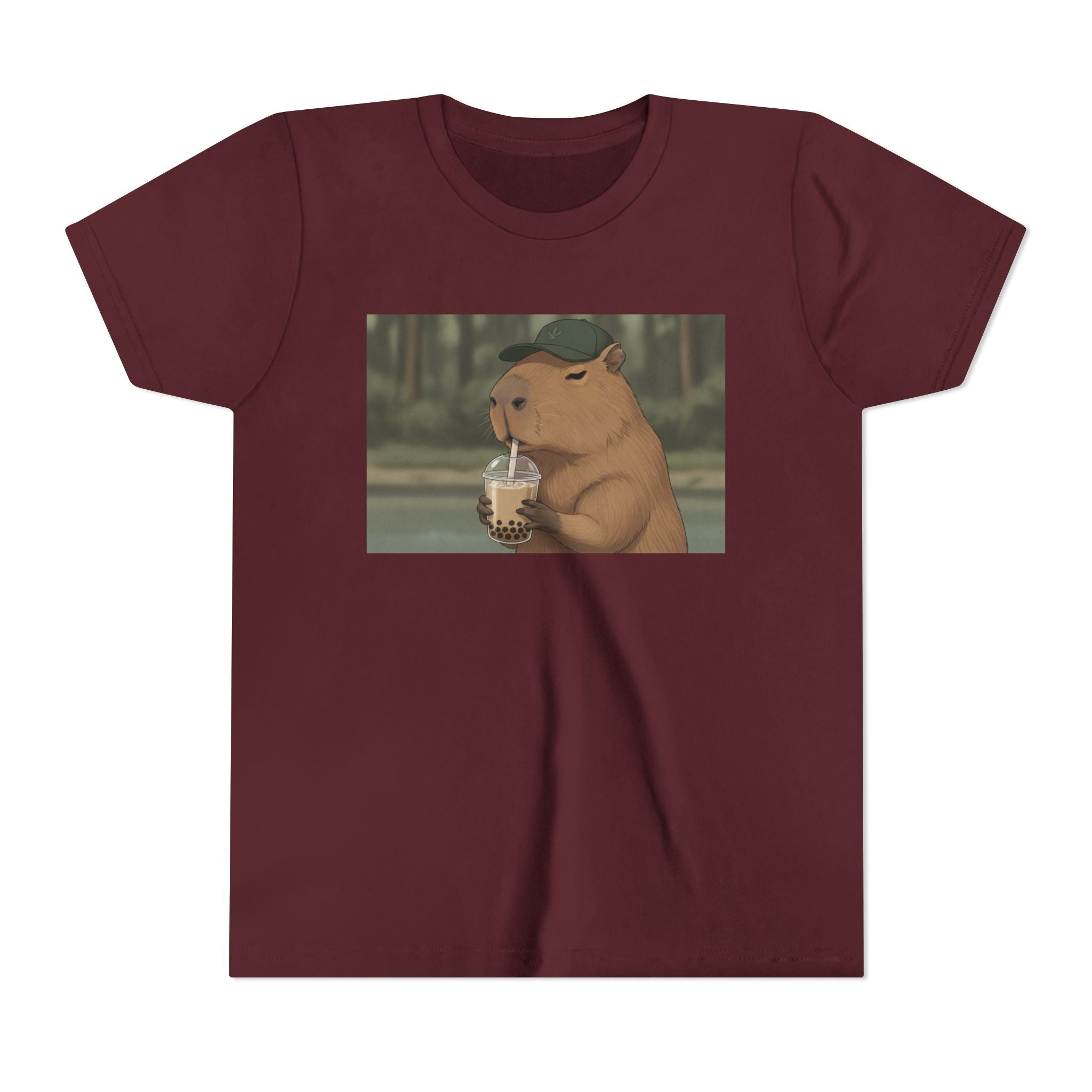 Capybara Drinking Boba Tea Youth Tee — Cute Kawaii Bubble Shirt for Kids - Kids