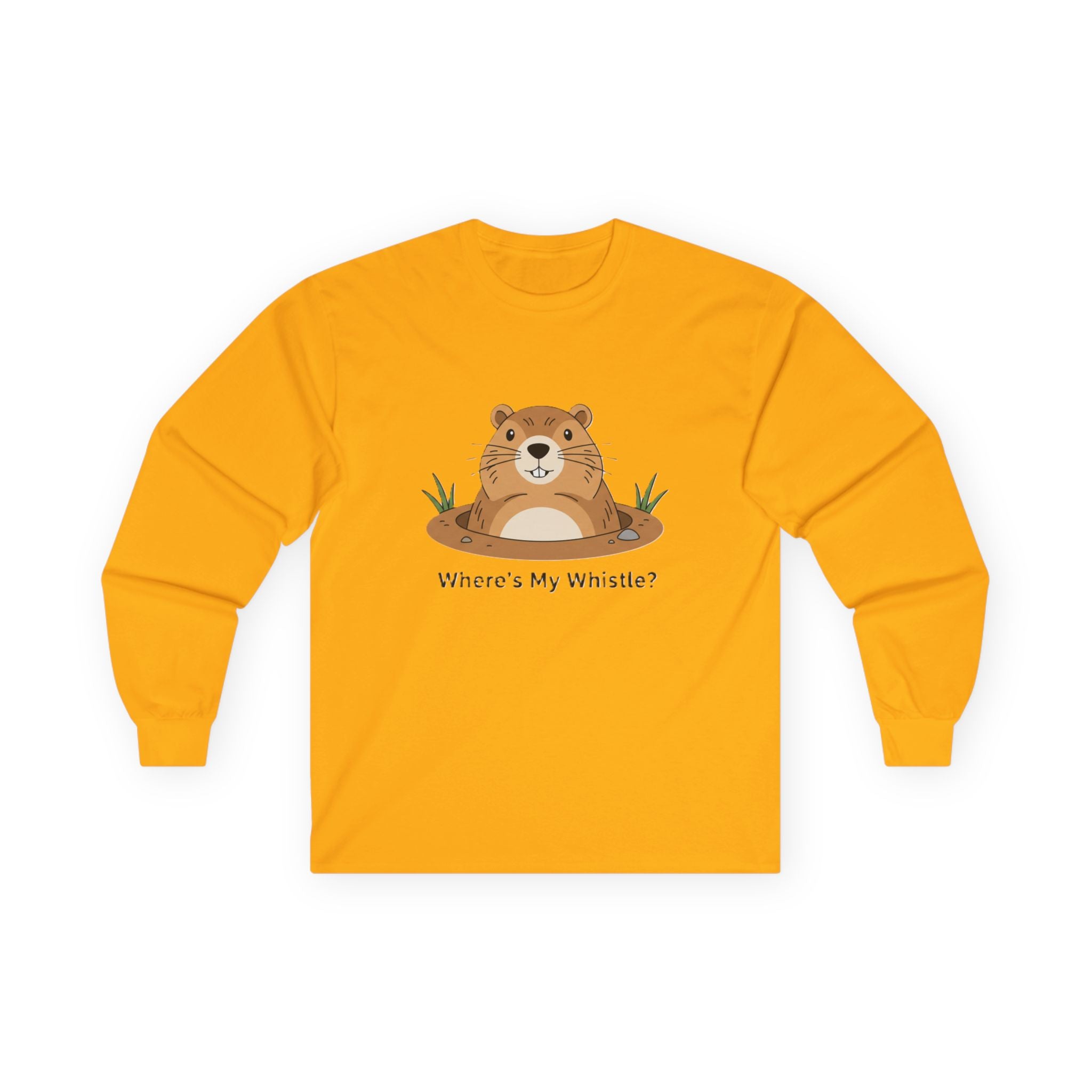 Groundhog 'Where's My Whistle?' Long Sleeve Whistle Pig Tee - Adult