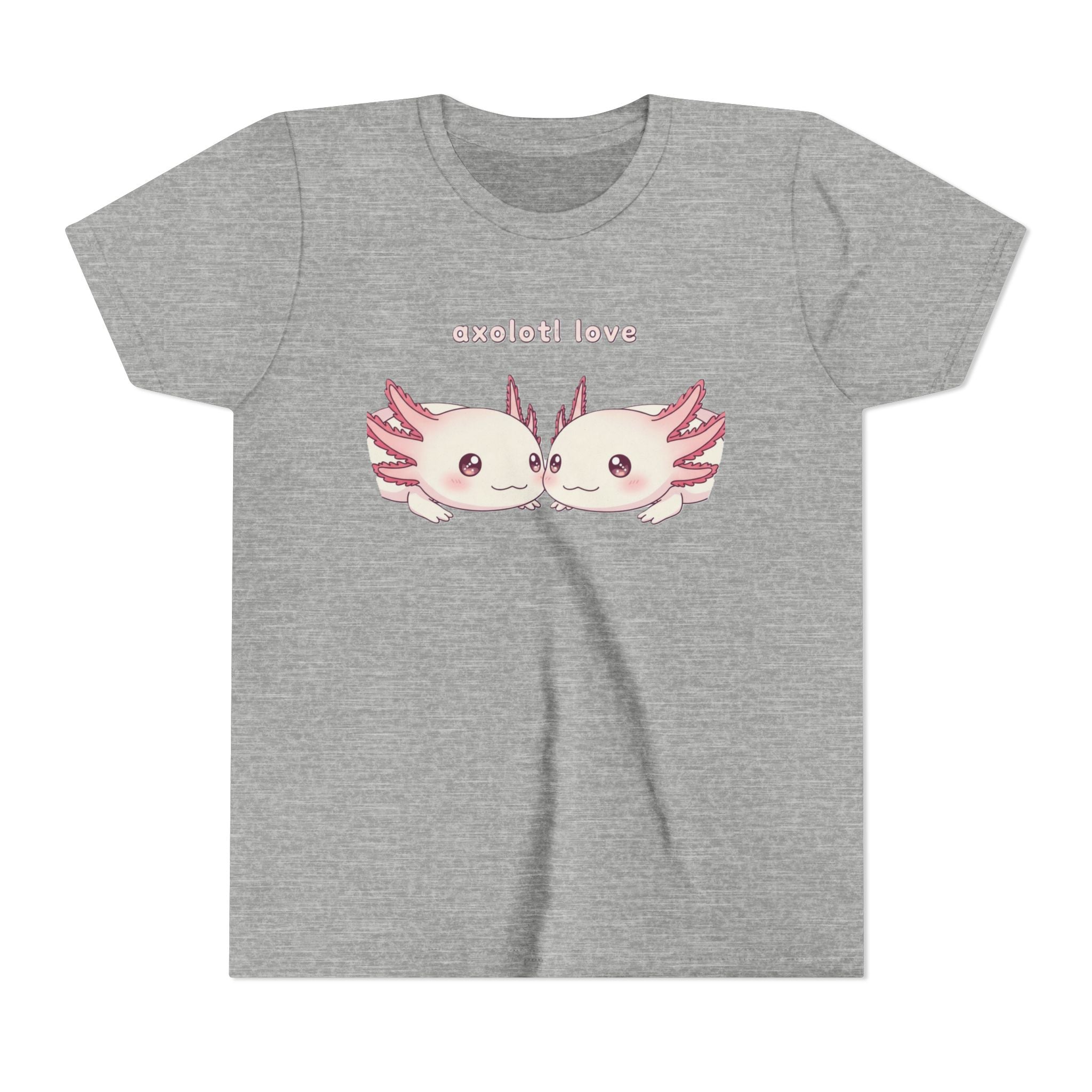 Youth Tee — 'Axolotl Love' Cute Kissing Axolotl Salamander Kids Shirt - Kids
