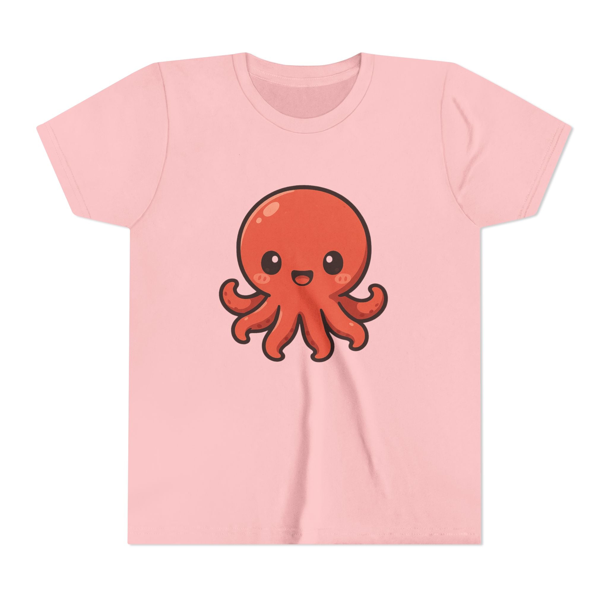 Cute Red Octopus Youth Tee — Kawaii Sea Animal Kids T-Shirt