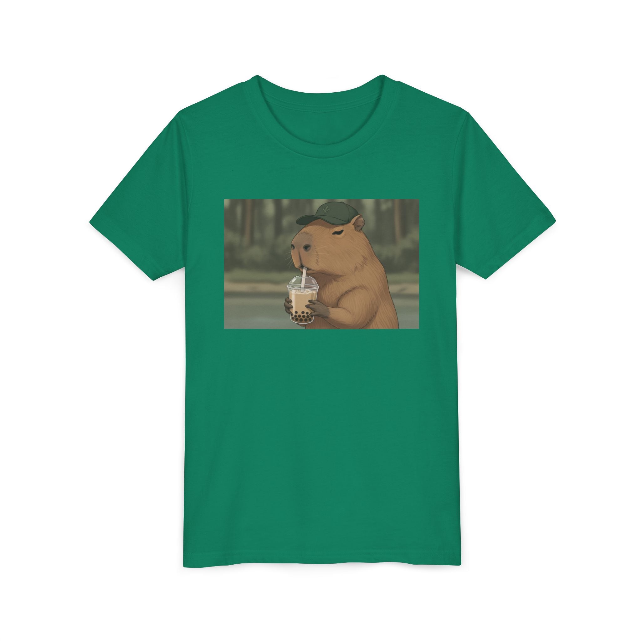 Capybara Drinking Boba Tea Youth Tee — Cute Kawaii Bubble Shirt for Kids - Kids