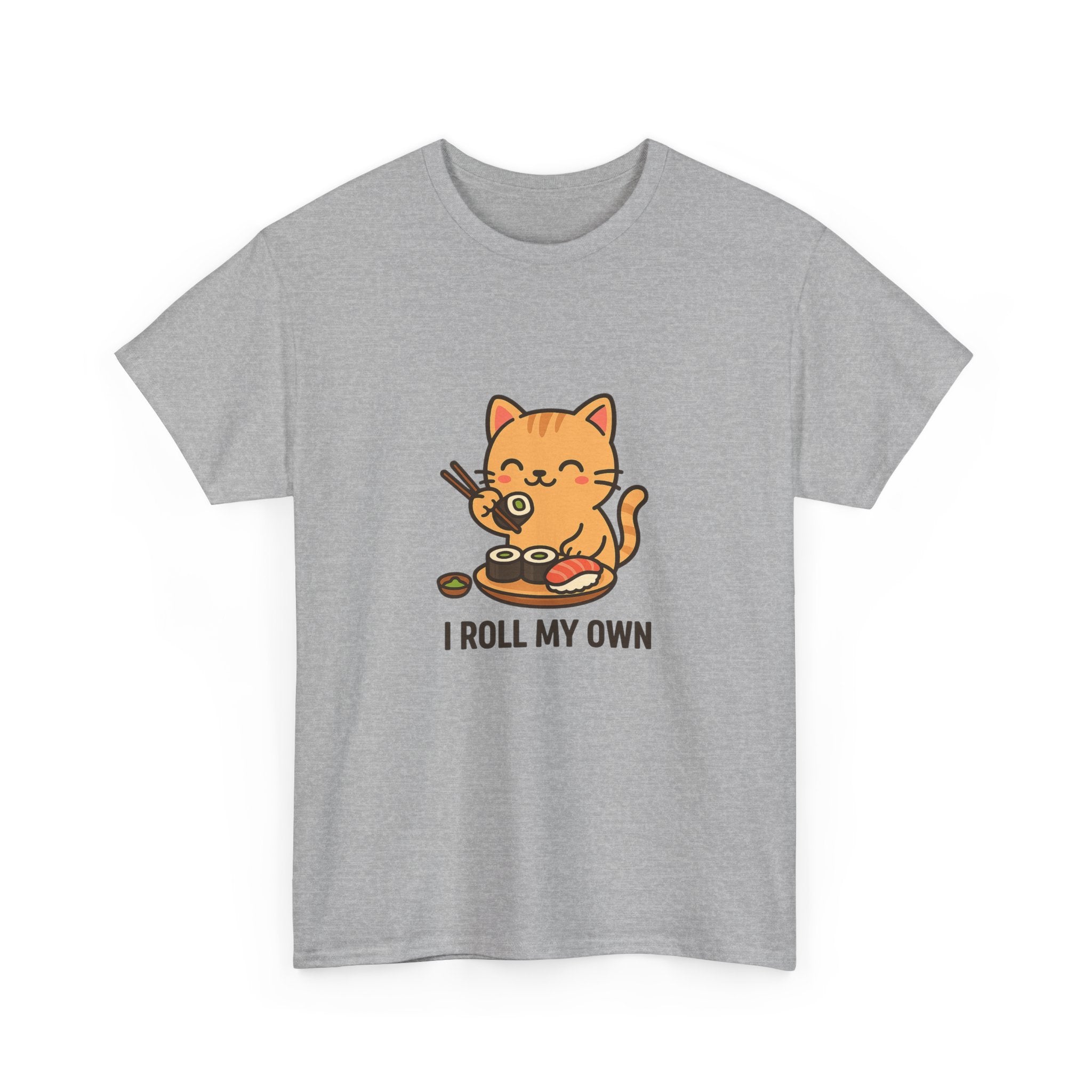 Cat Sushi T-Shirt — Cute 'I Roll My Own' Kawaii Sushi Cat Tee - Adult
