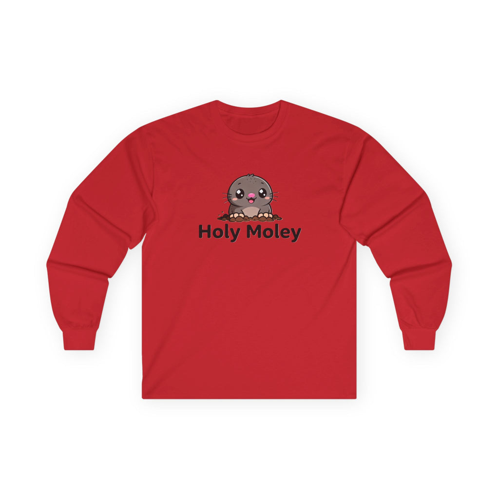 Holy Moley Cute Mole Long Sleeve Tee — Funny Animal Graphic Shirt - Adult