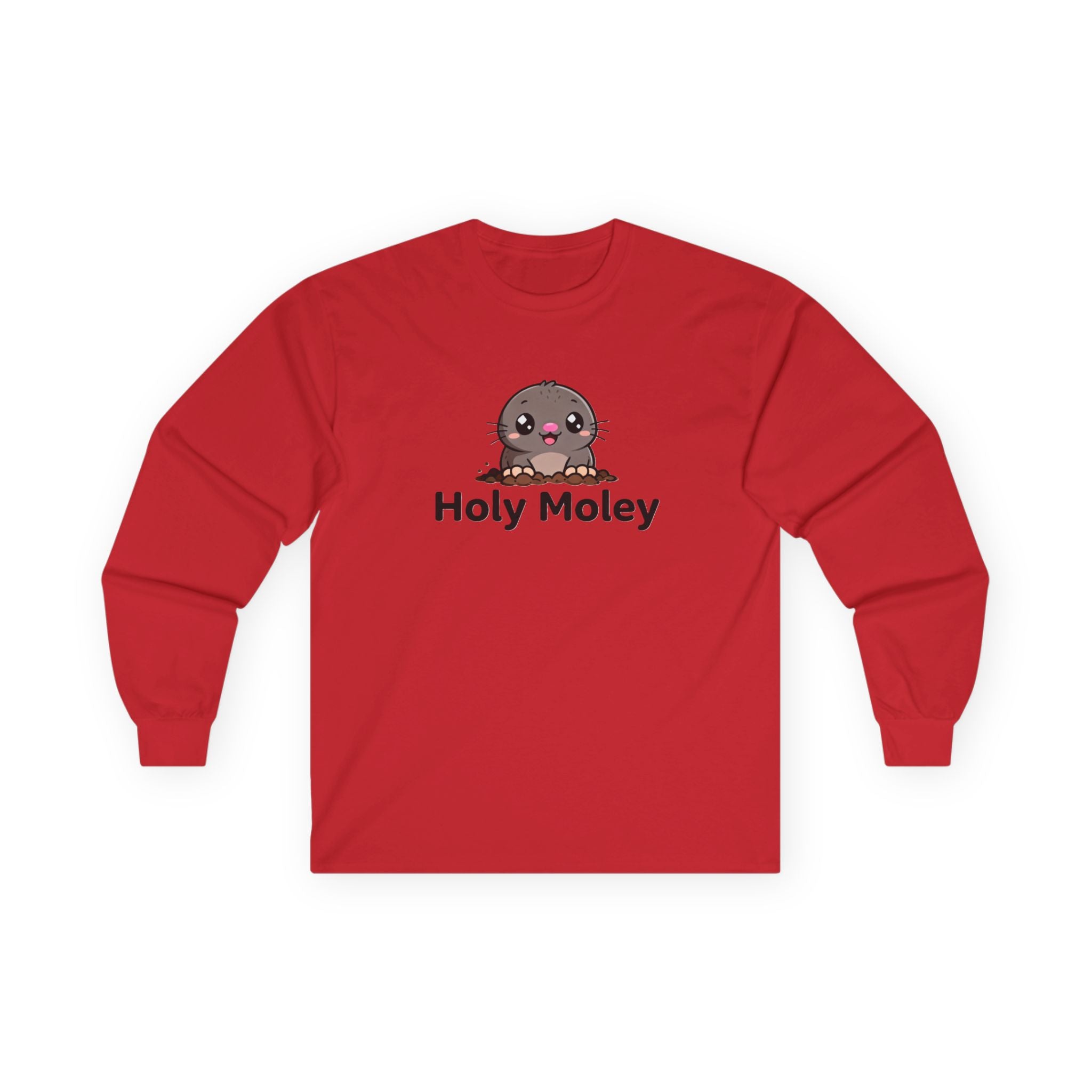 Holy Moley Cute Mole Long Sleeve Tee — Funny Animal Graphic Shirt - Adult