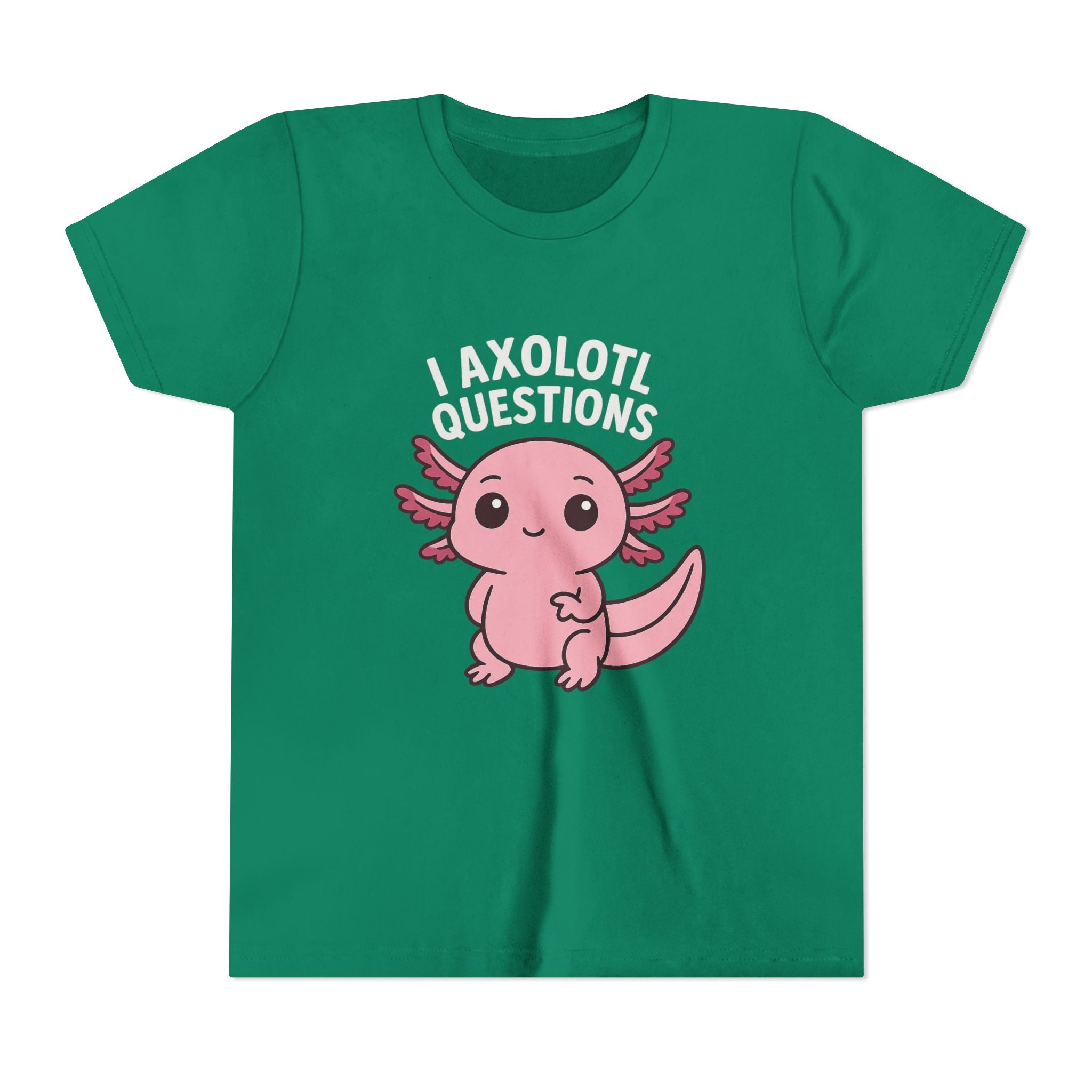 Youth Tee — Cute Pink Axolotl “Axolotl Questions” Kids Shirt