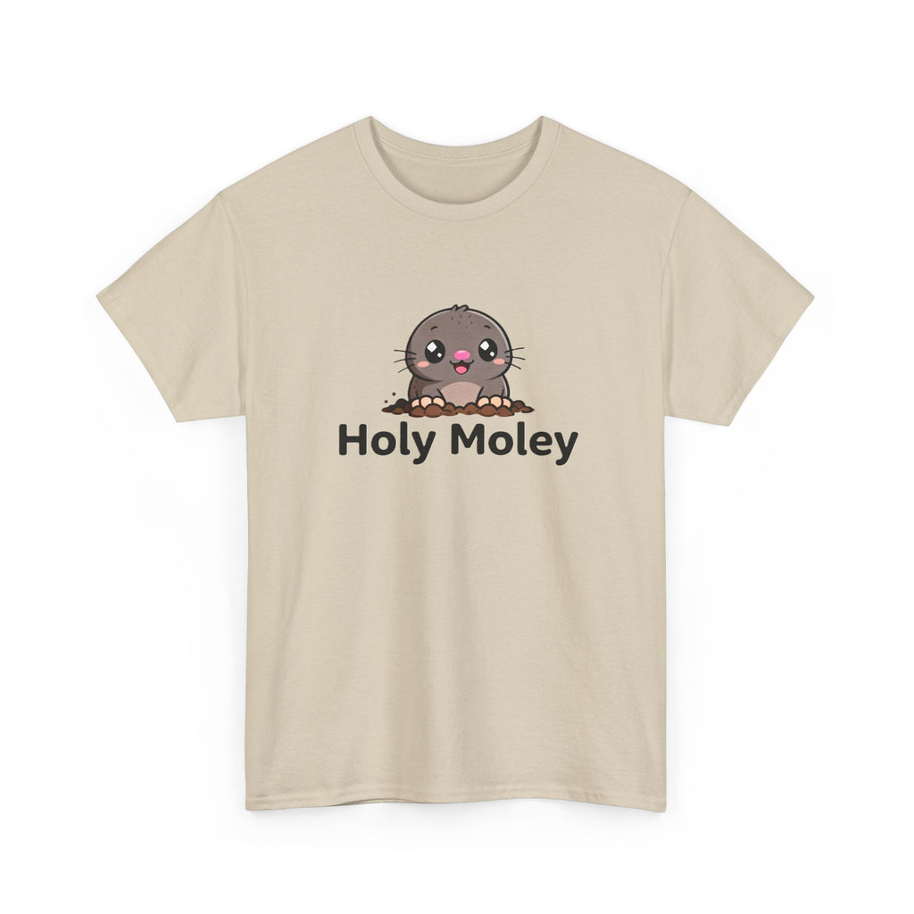 Holy Moley Mole T-Shirt — Cute Cartoon Mole Tee with 'Holy Moley' Text - Adult