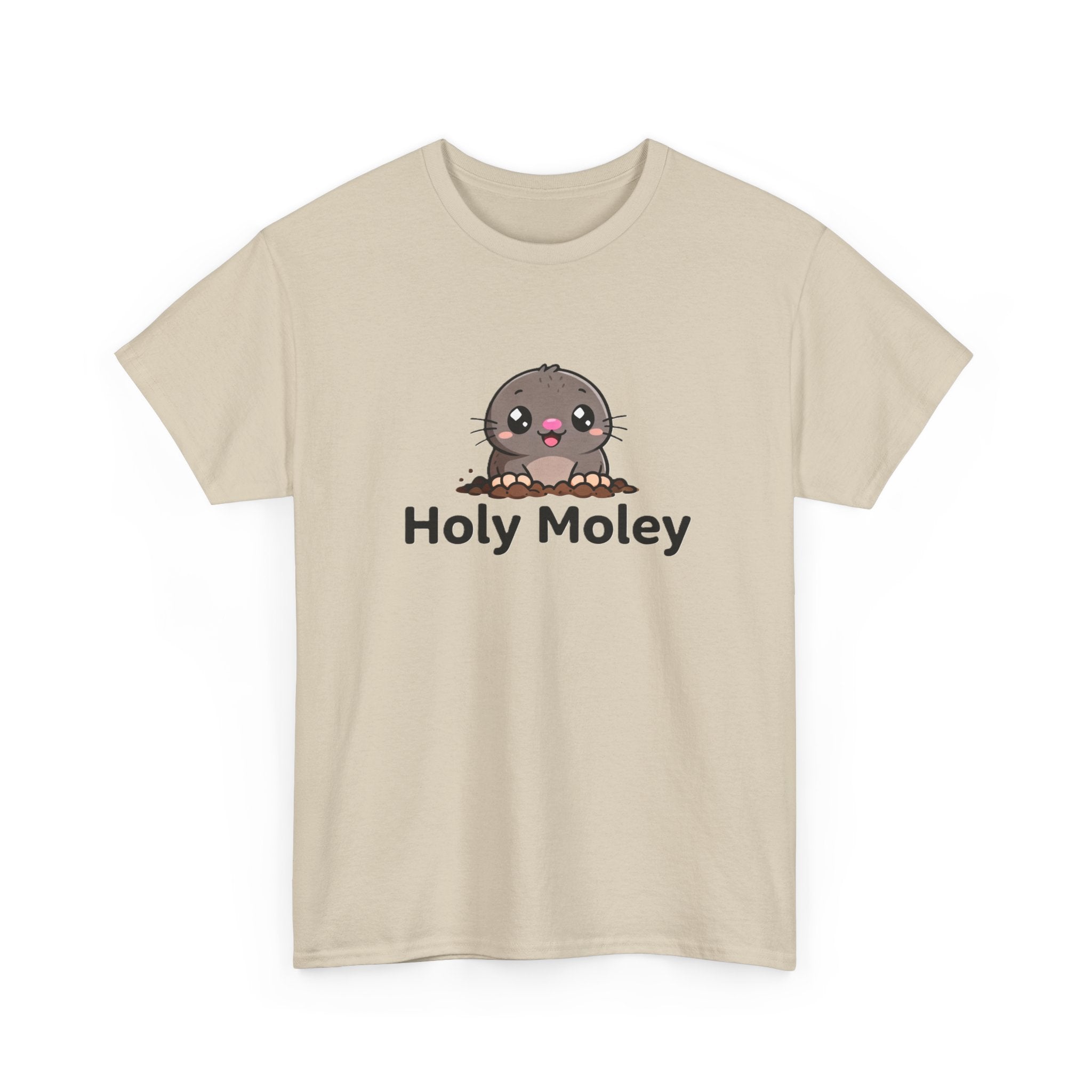 Holy Moley Mole T-Shirt — Cute Cartoon Mole Tee with 'Holy Moley' Text - Adult