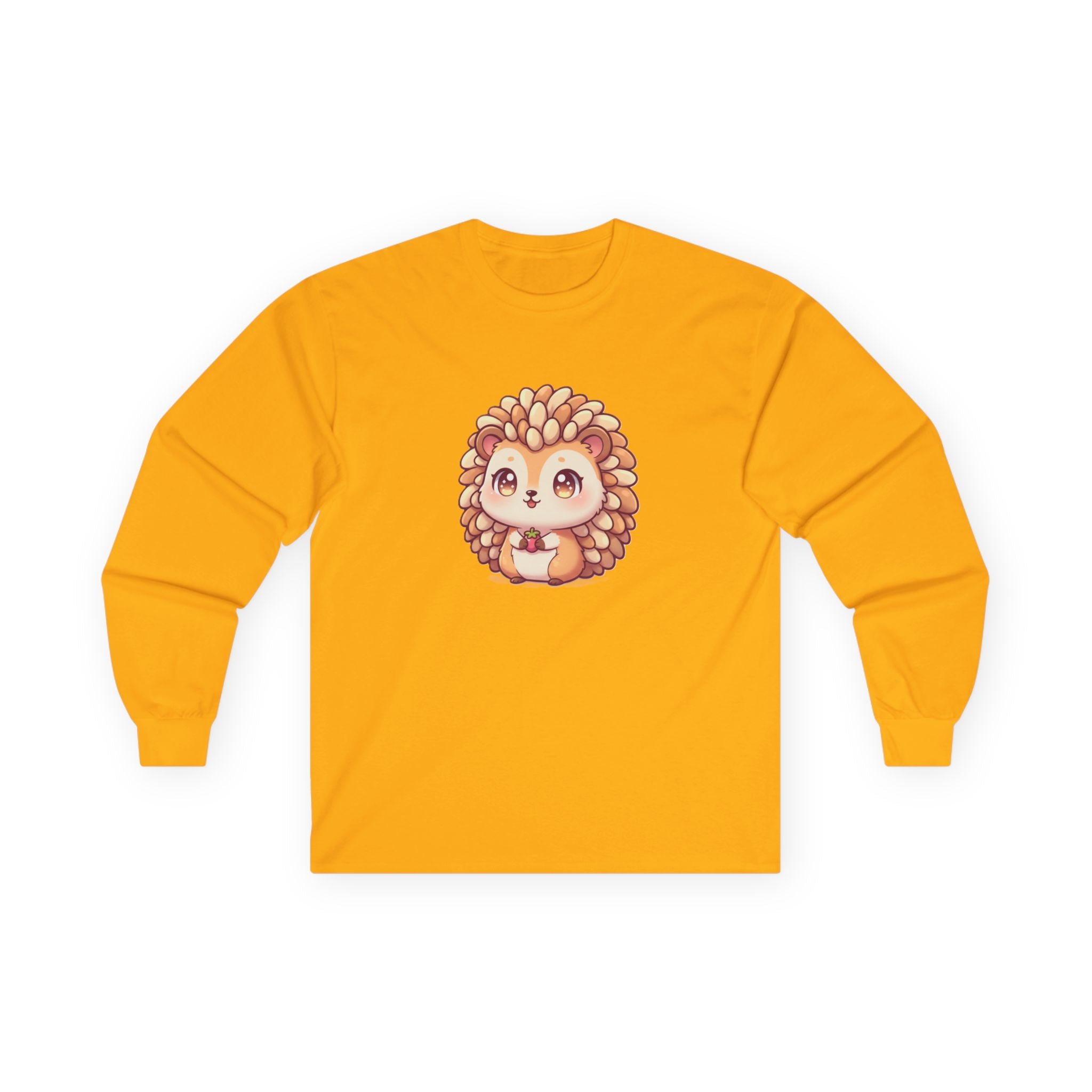 Cute Hedgehog Long Sleeve Tee — Adorable Kawaii Animal Shirt - Adult