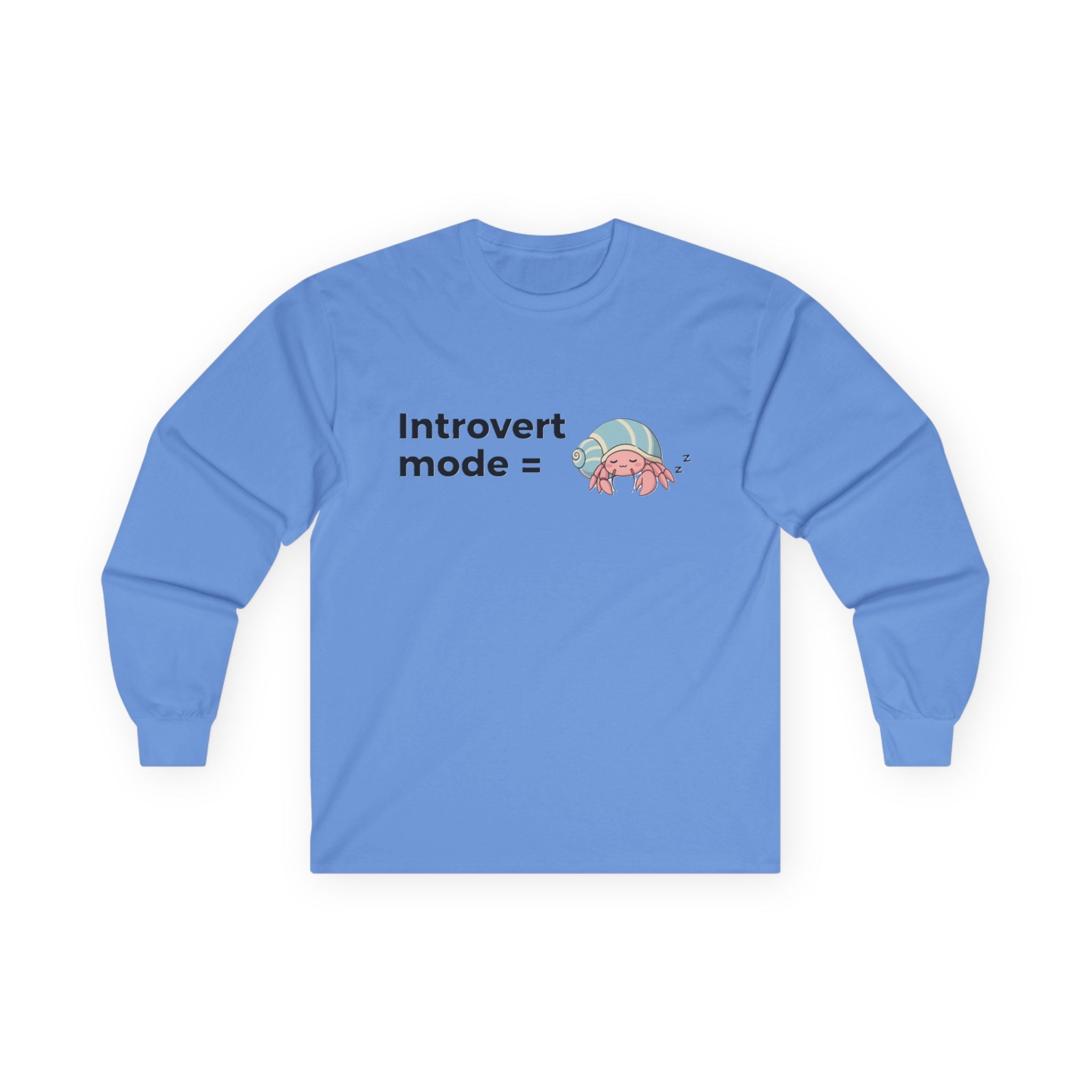 Introvert Mode Hermit Crab Long Sleeve Tee — Cute Shy Hermit Crab Graphic - Adult