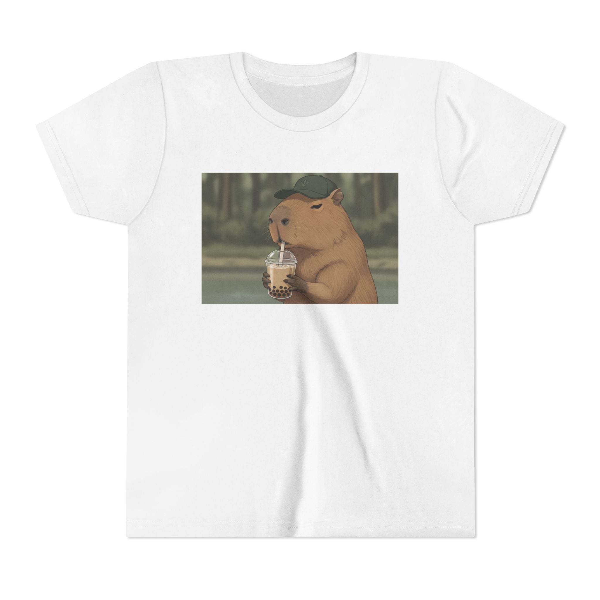 Capybara Drinking Boba Tea Youth Tee — Cute Kawaii Bubble Shirt for Kids - Kids