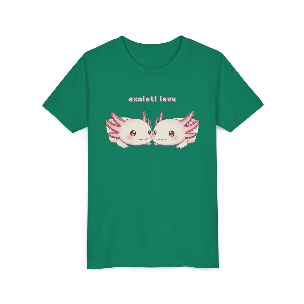 Youth Tee — 'Axolotl Love' Cute Kissing Axolotl Salamander Kids Shirt - Kids