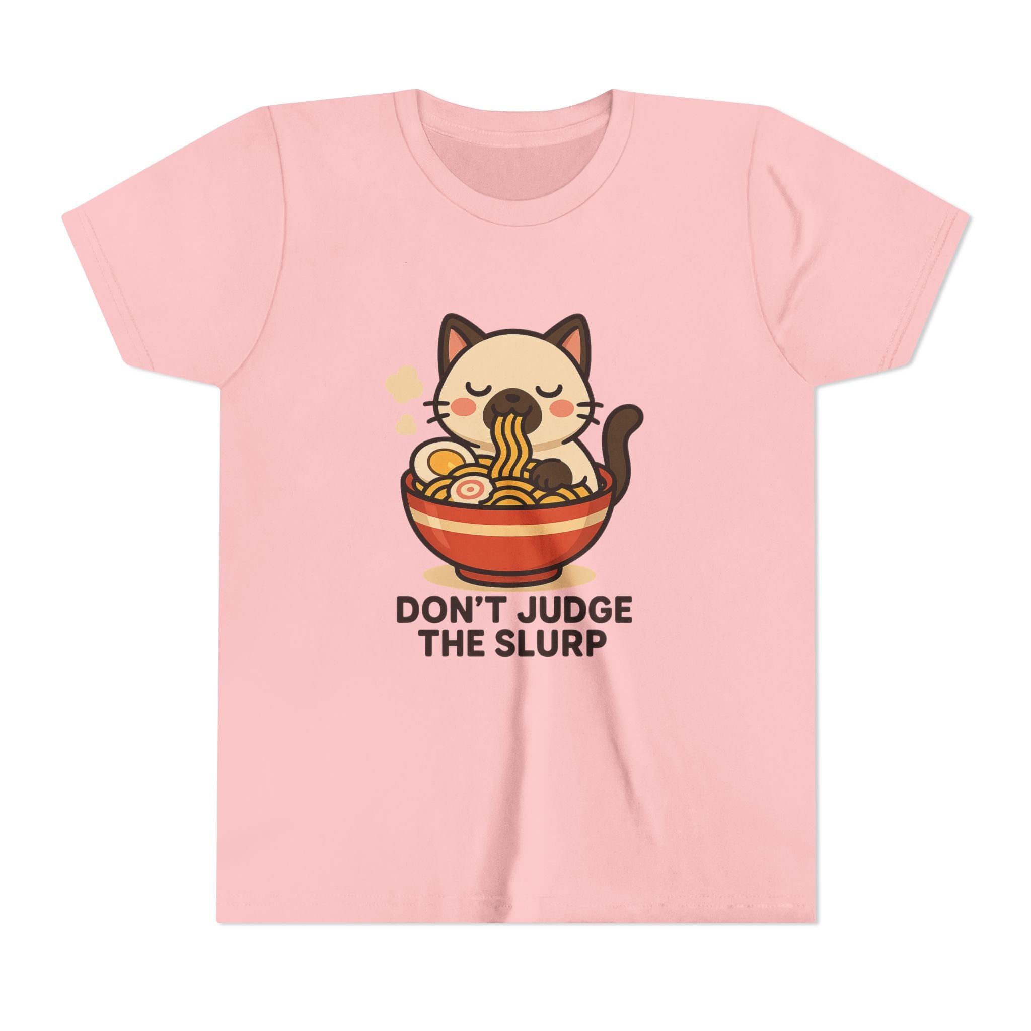 Youth Tee — Cute Cat Eating Ramen 'Don't Judge The Slurp' Graphic Shirt
