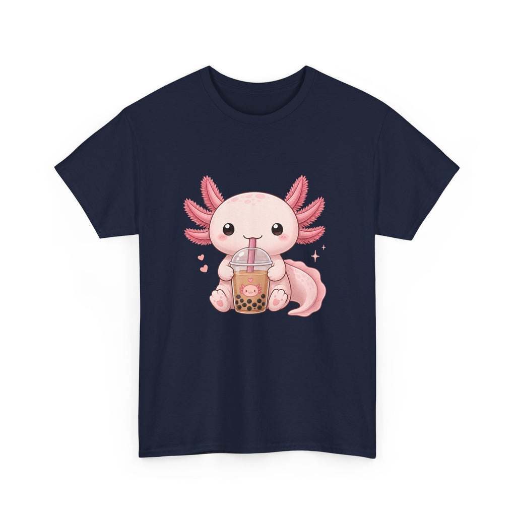 Axolotl Drinking Bubble Tea T-Shirt — Cute Kawaii Boba Tee - Adult