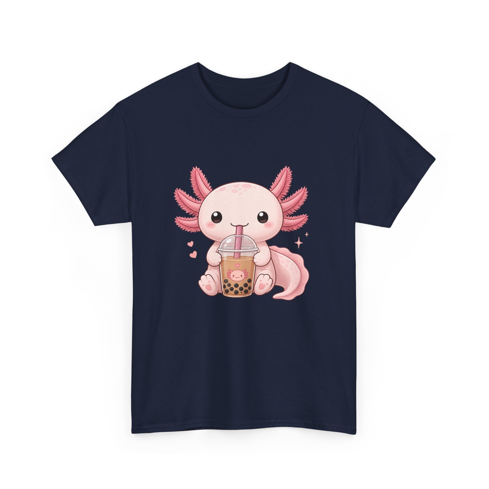 Axolotl Drinking Bubble Tea T-Shirt — Cute Kawaii Boba Tee - Adult