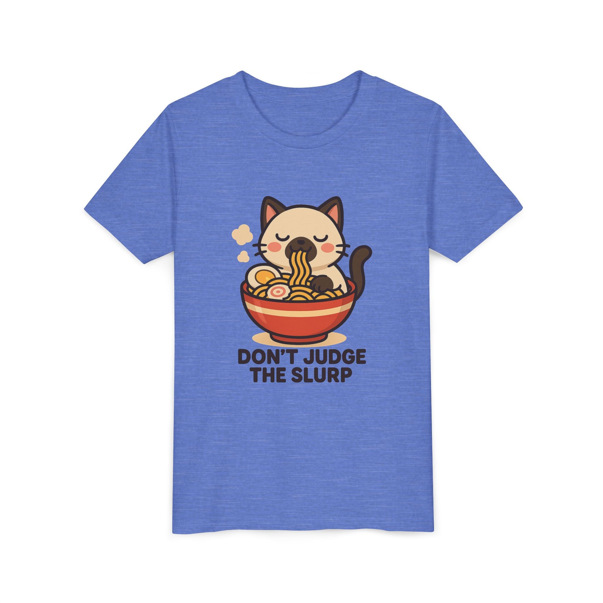 Youth Tee — Cute Cat Eating Ramen 'Don't Judge The Slurp' Graphic Shirt