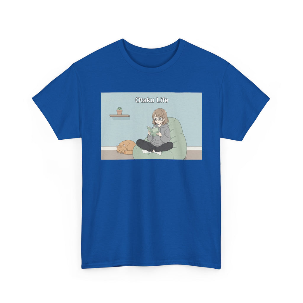 Cozy Cat Girl Otaku Long Sleeve Tee - 'Chill Vibes' Anime Girl Relaxing Graphic T-Shirt