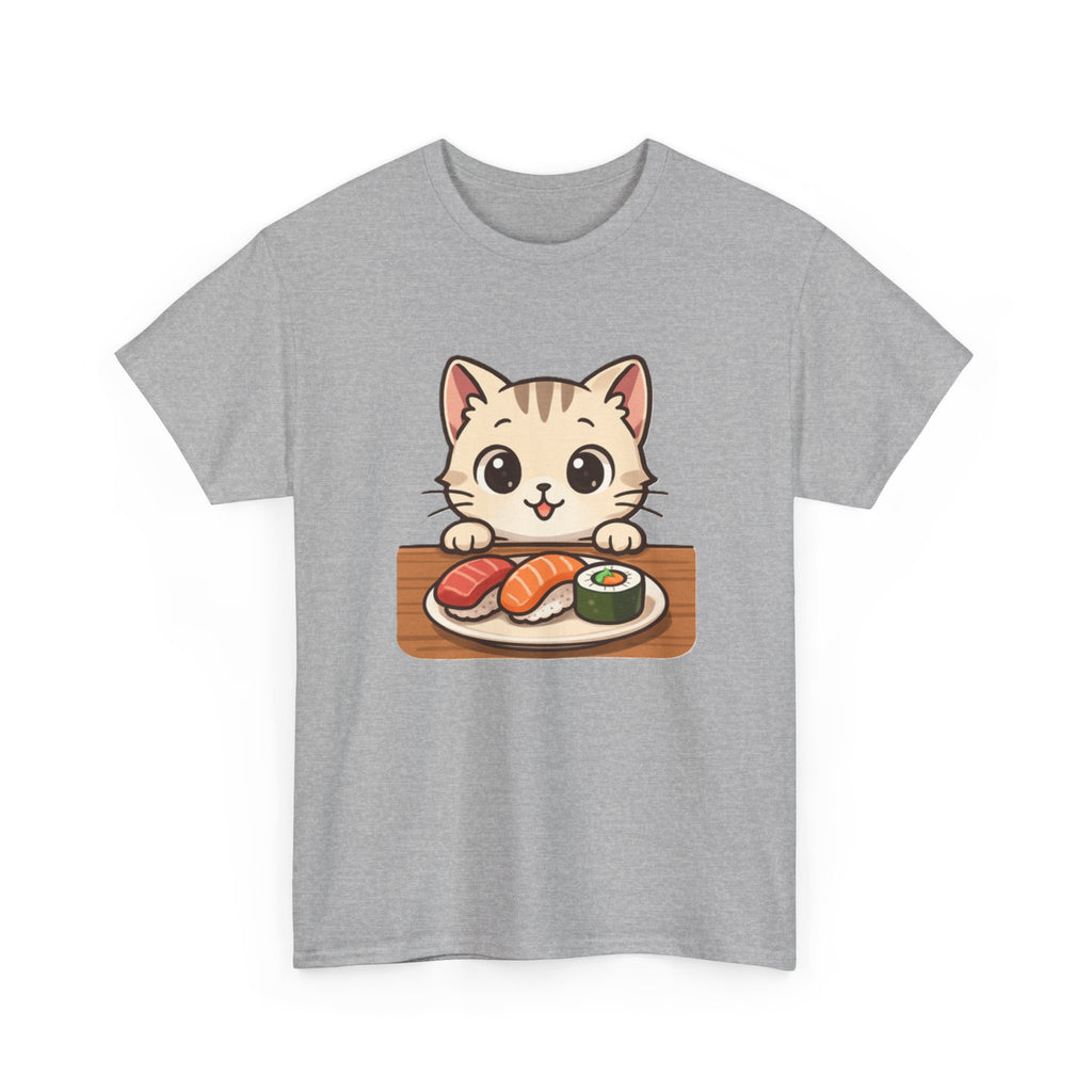 Cat & Sushi T-Shirt — Cute Kawaii Kitty with Sushi Graphic - Adult