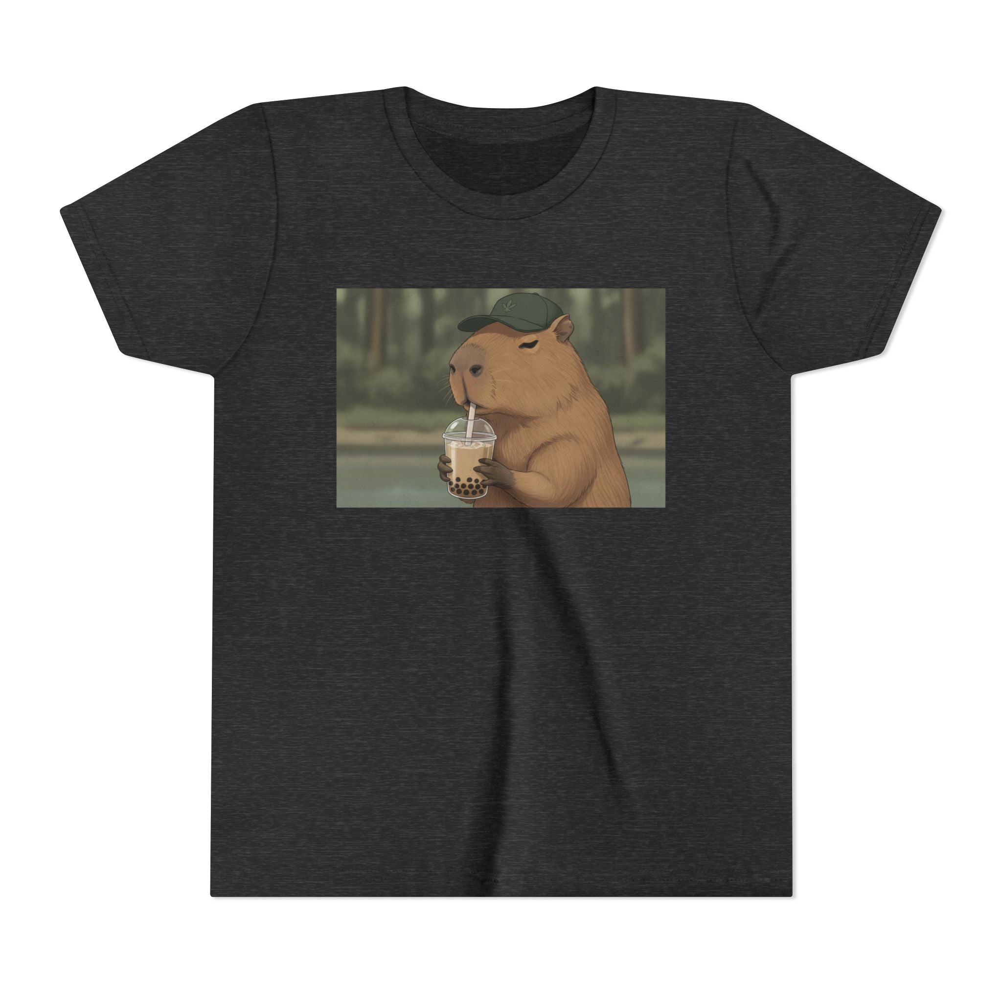 Capybara Drinking Boba Tea Youth Tee — Cute Kawaii Bubble Shirt for Kids - Kids