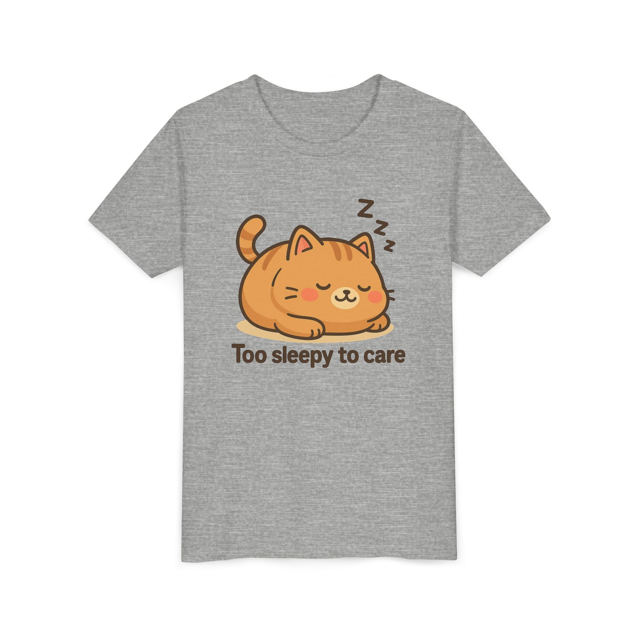 Youth Tee — Cute Sleeping Cat "Too Sleepy to Care" Graphic